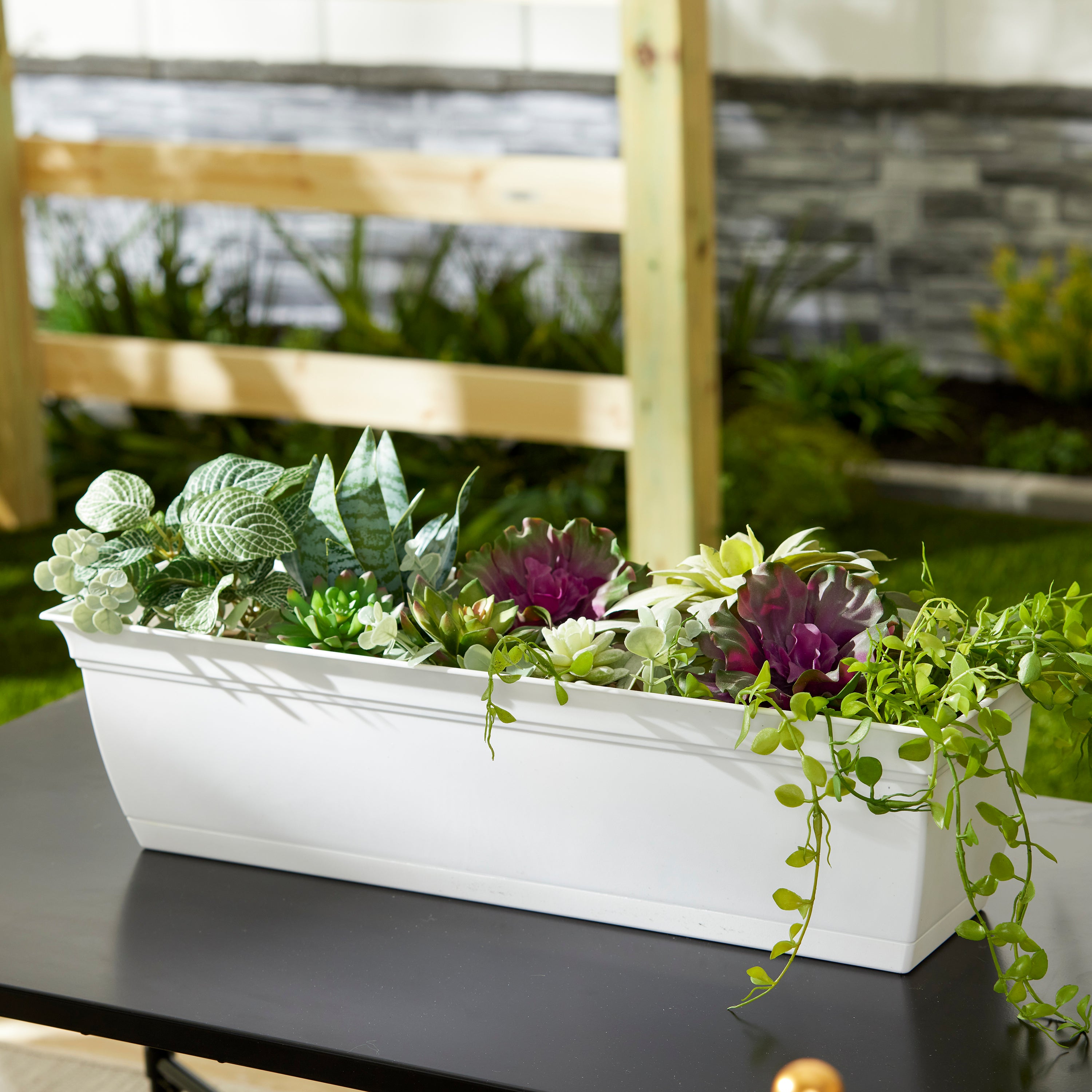 The HC Companies 24" Eclipse Window Flower Box with Removable Saucer,White(Used) - VMInnovations