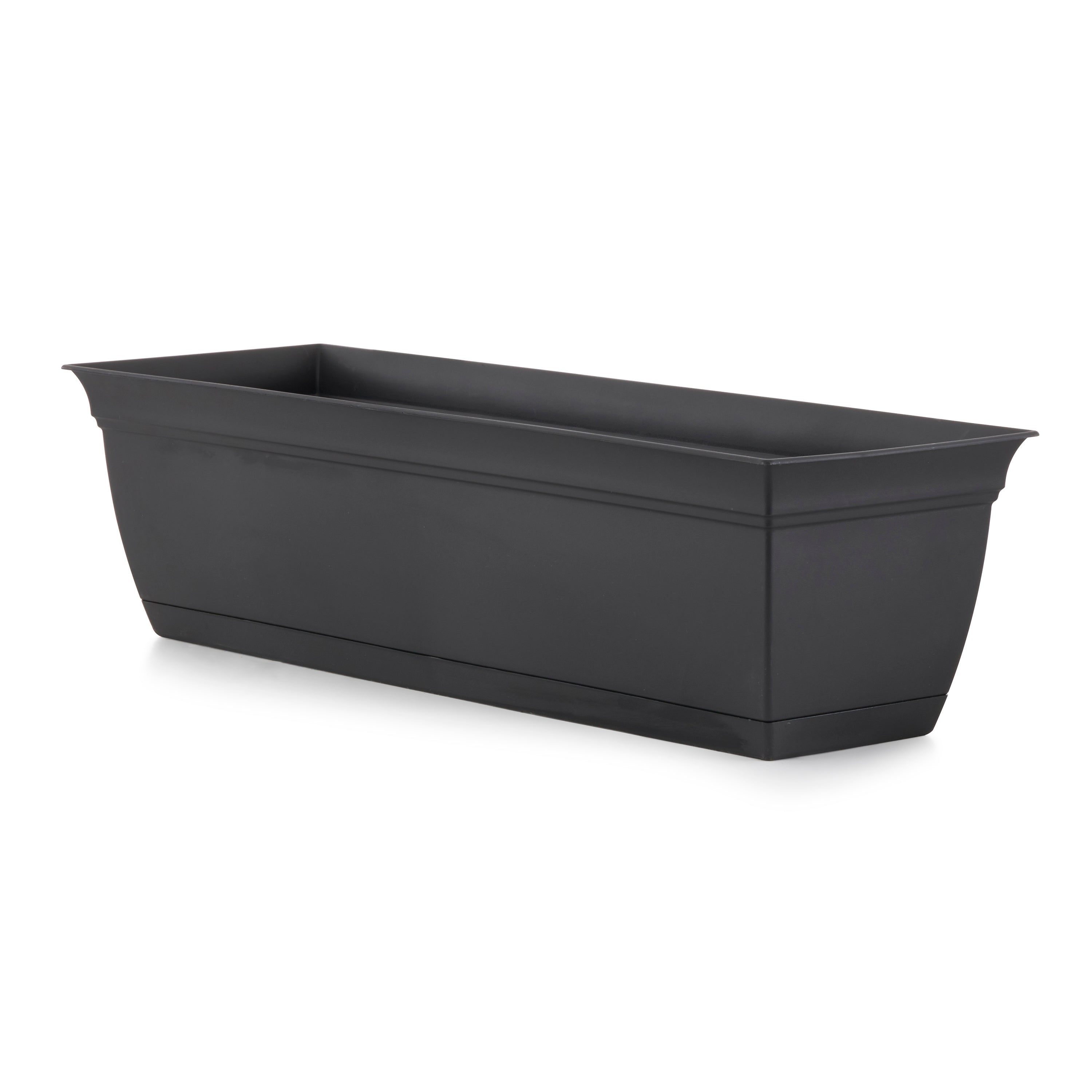 The HC Companies 24" Long Eclipse Window Flower Box with Removable Saucer, Black - VMInnovations
