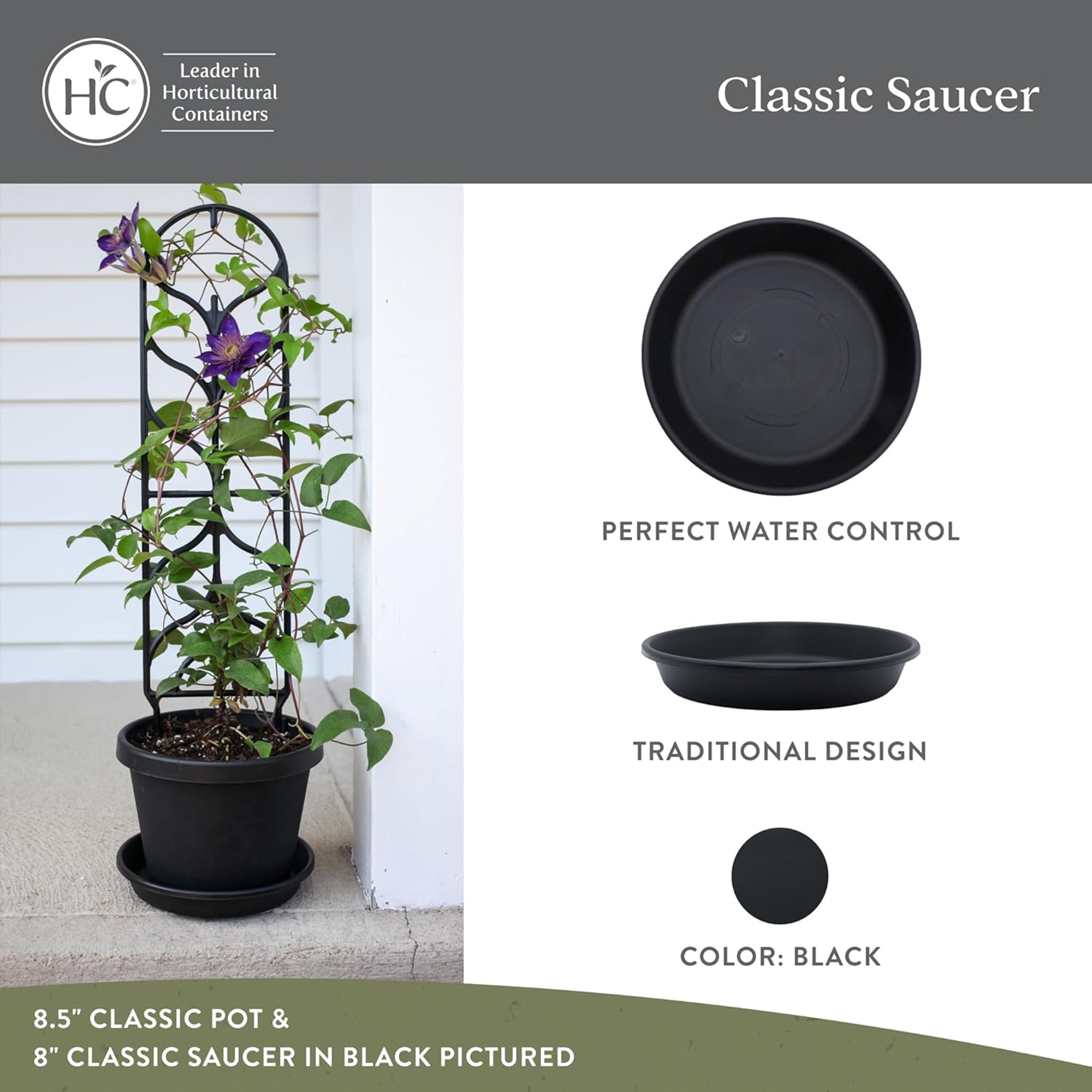 The HC Companies 16.3 Inch Plastic Planter Saucer for Classic Pots, Chocolate - VMInnovations