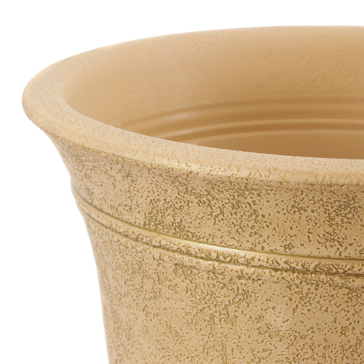 HC Companies Sierra 10 Inch Round Resin Flower Garden Planter Pot, Arizona Sand - VMInnovations