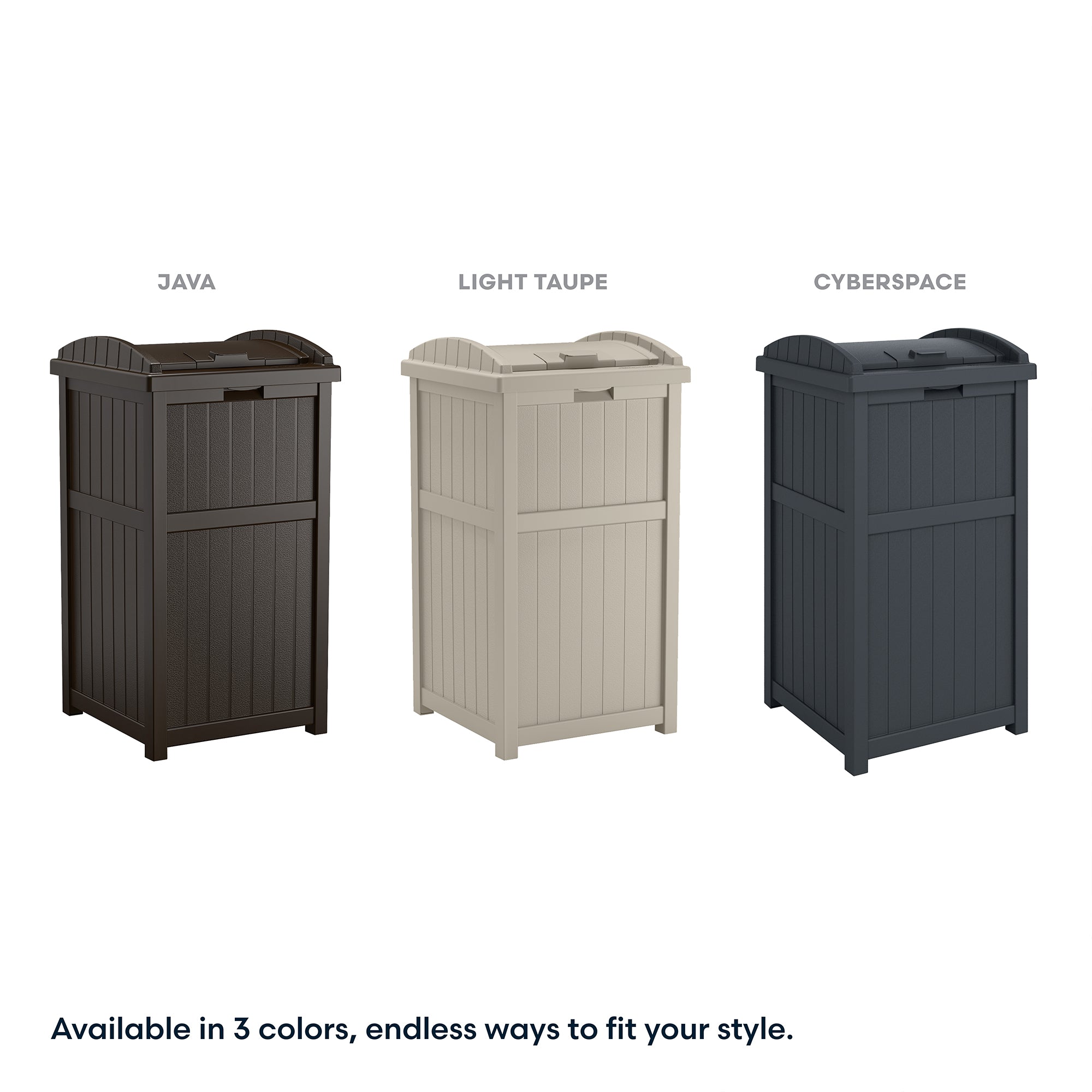 Suncast Trashcan Hideaway Outdoor 33 Gallon Garbage Trash Waste Bin, Cyberspace - VMInnovations