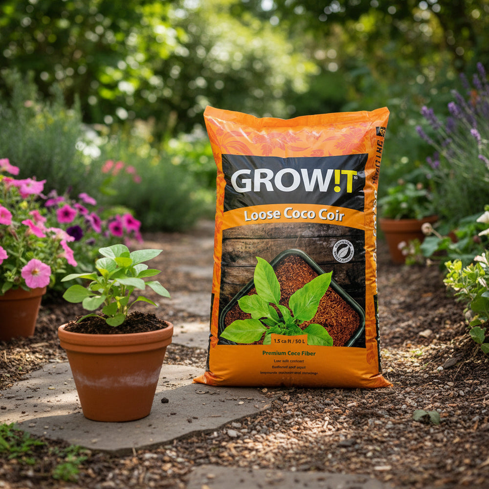 Hydrofarm GROW!T Coco Coconut Coir Fiber Garden Loose Growing Medium, 1.5 Cu Ft - VMInnovations