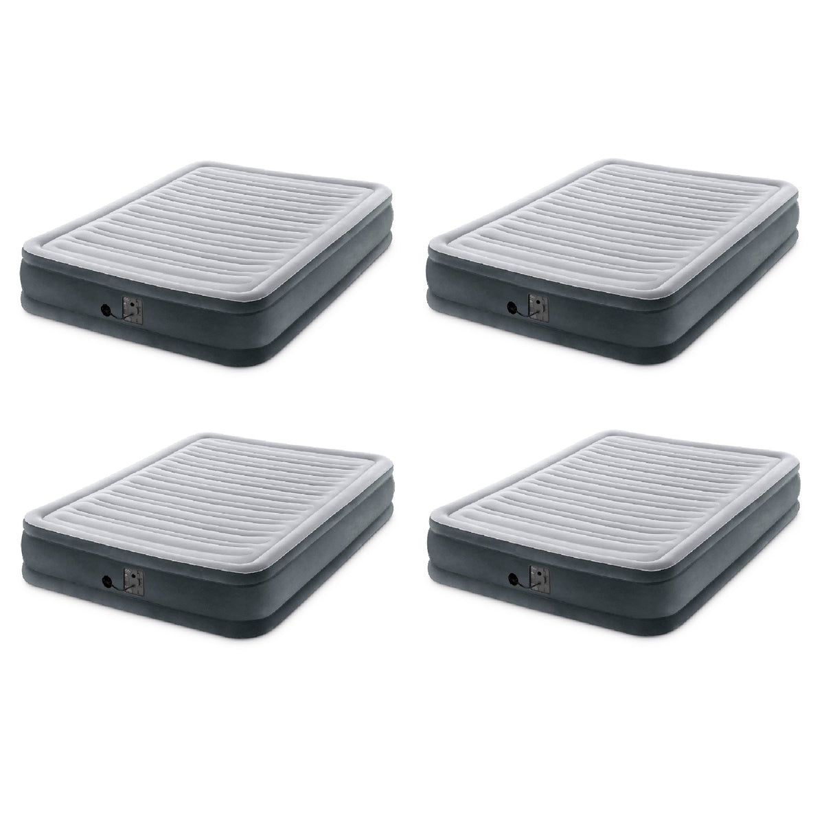 Intex Dura Beam Plus Mid Rise Airbed with Built In Electric Pump, Full (4 Pack)