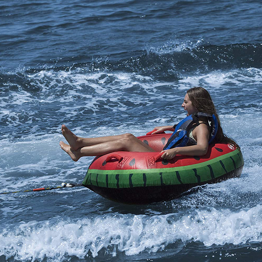 Swimline Inflatable Lake Ocean Water Single Rider Towable Tube Float, Watermelon - VMInnovations