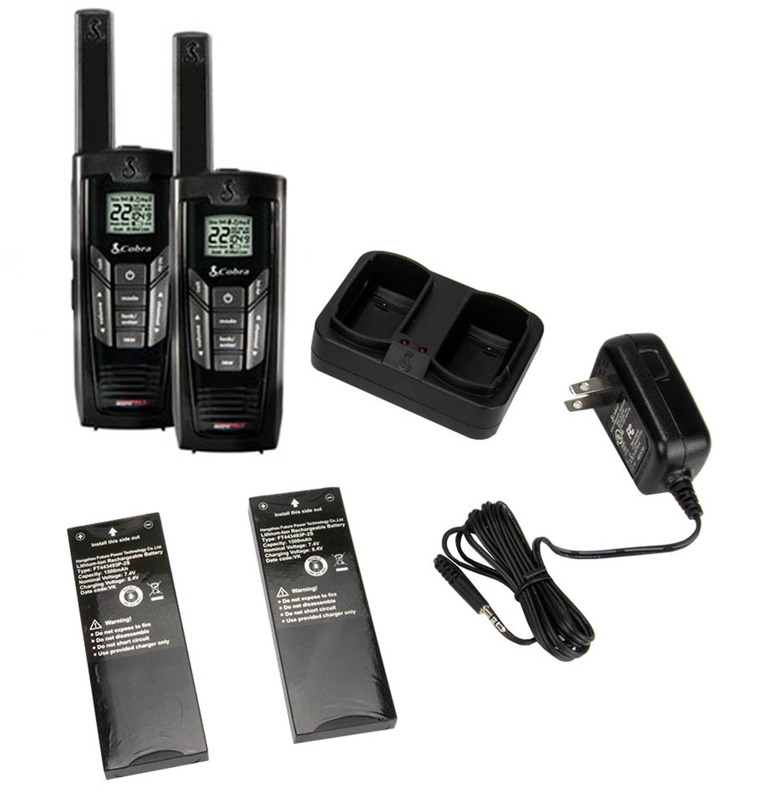 (2) COBRA CXR-925 35 Mile 22 Channel UHF/FM NOAA Two-Way Radios Walkie Talkies