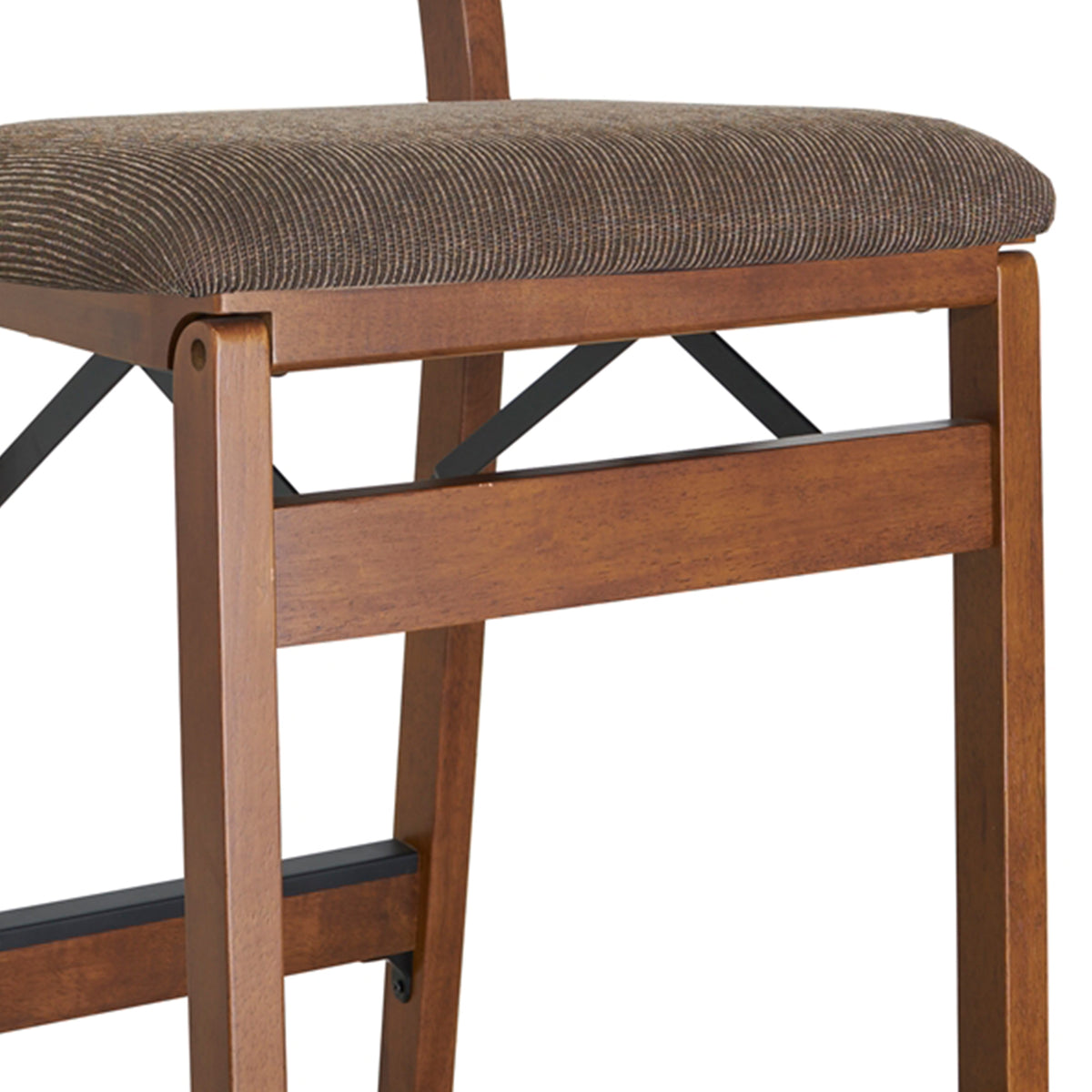 MECO Stakmore Fabric Seat Folding Counter Stools, Espresso (2 Pack) (For Parts)