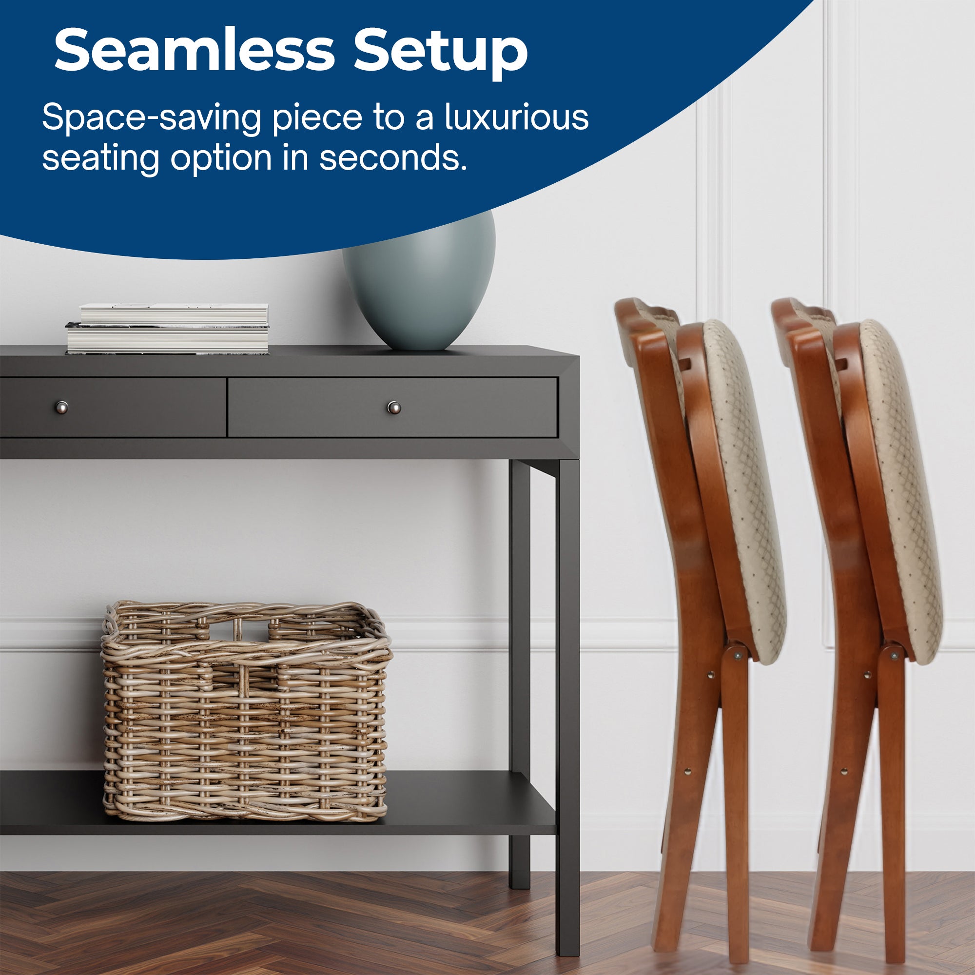 MECO Stakmore French Fabric Upholstered Seat Folding Chair Set (2 Pack) (Used) - VMInnovations