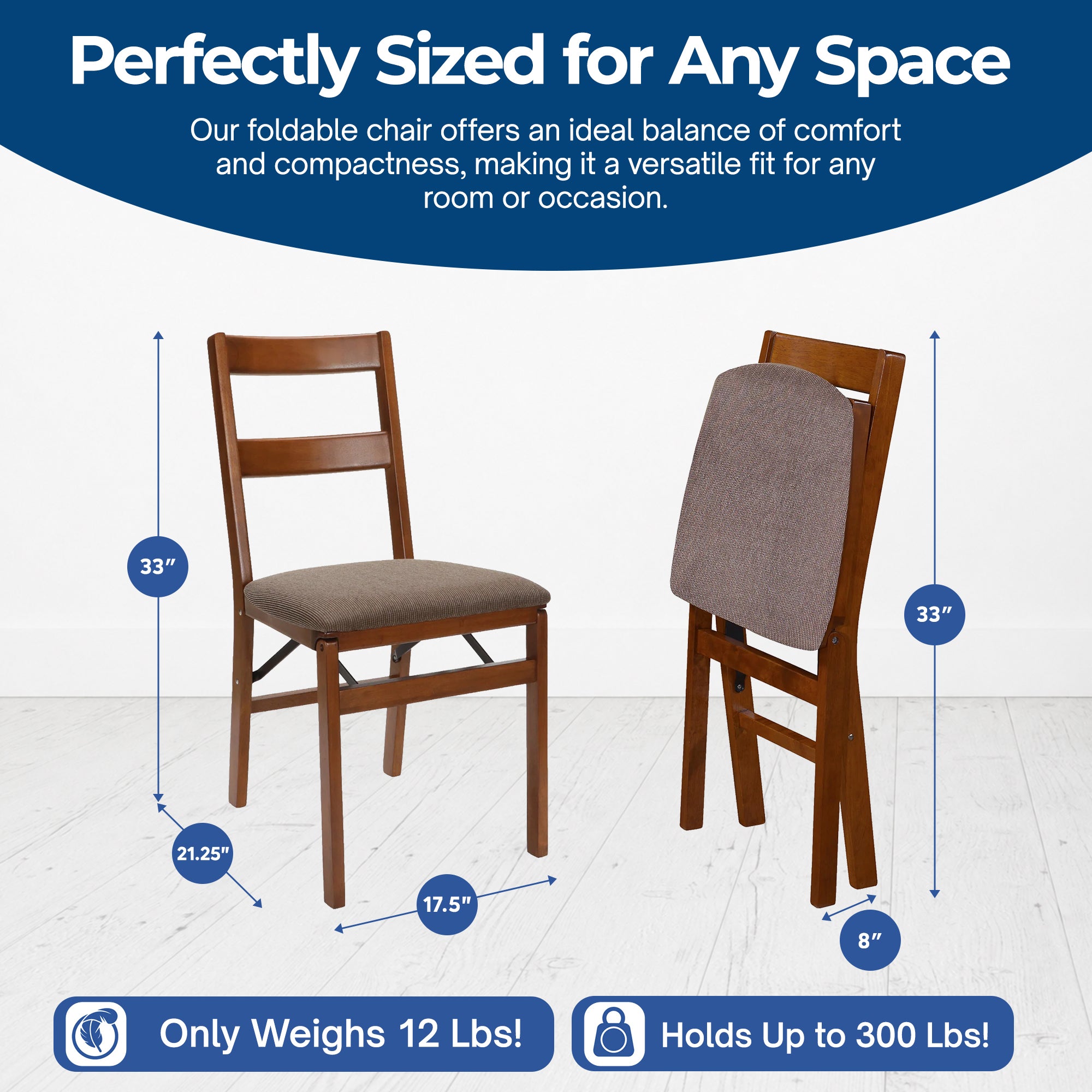 MECO Stakmore Upholstered Seat Folding Chair Set, Fruitwood (2 Pack) (Open Box)