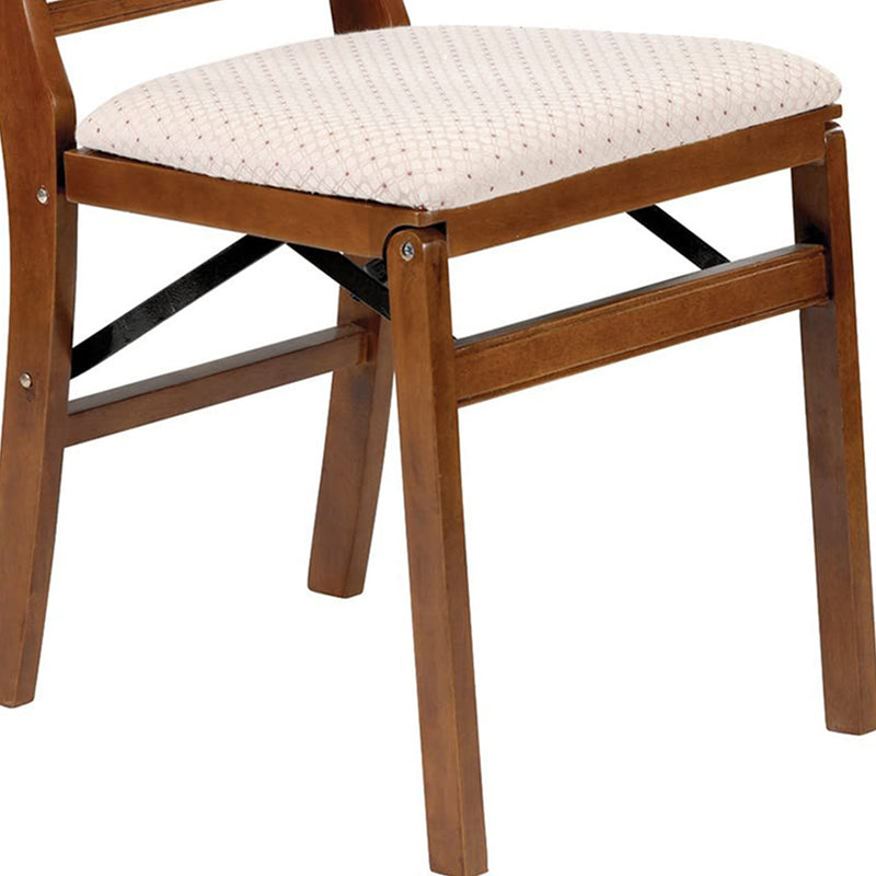 MECO Stakmore Urn Wood Upholstered Seat Folding Chair Set, Fruitwood (2 Pack)