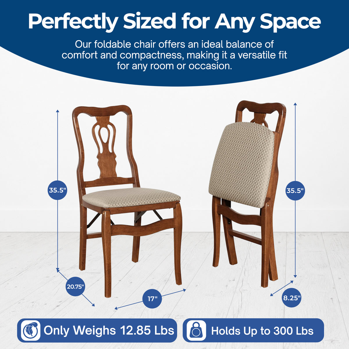 MECO Stakmore Chippendale Upholstered Folding Chairs, Cherry (2 Pack)(Open Box)