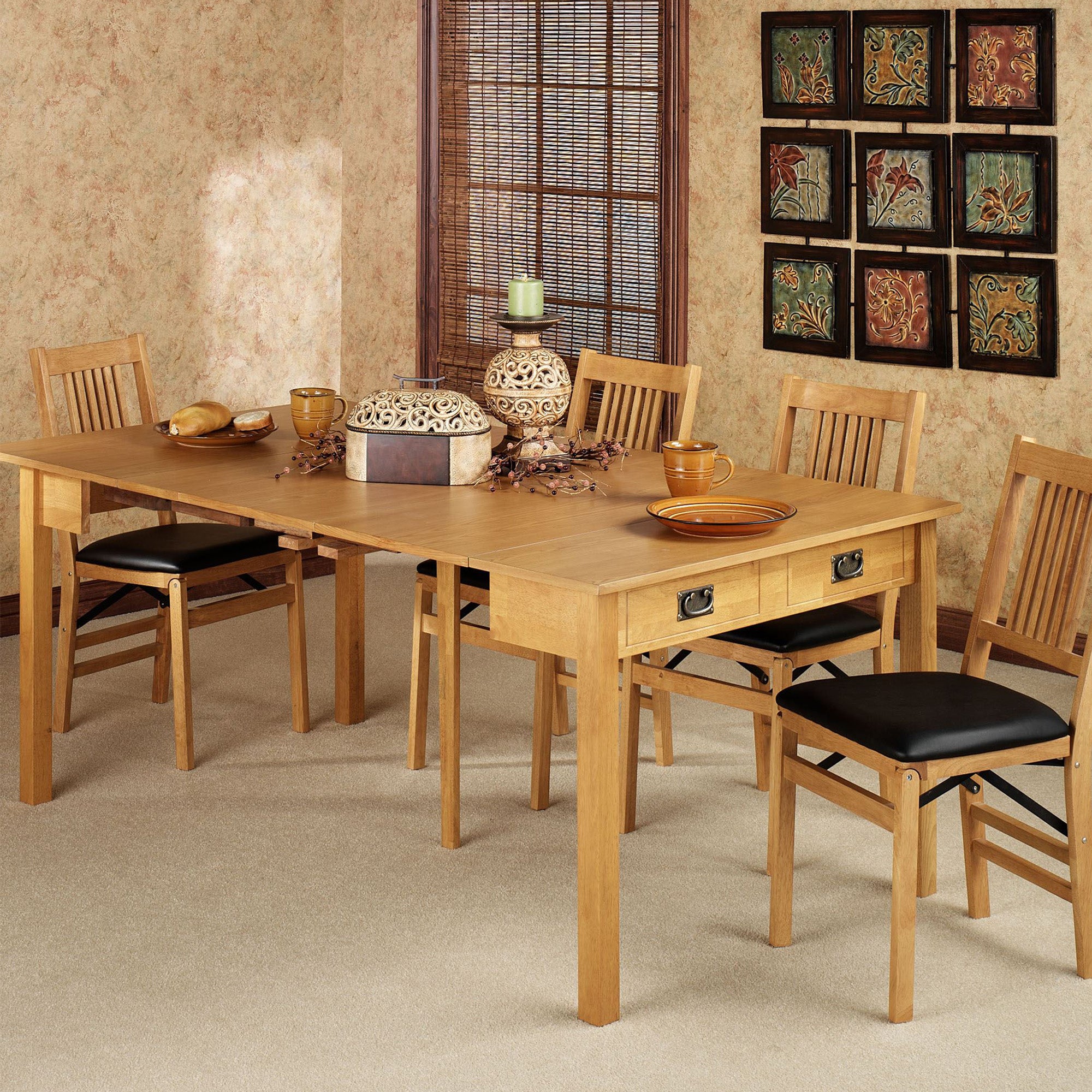 MECO Stakmore Solid Wood Expanding Dining Table Console, Oak Frame (Used) - VMInnovations