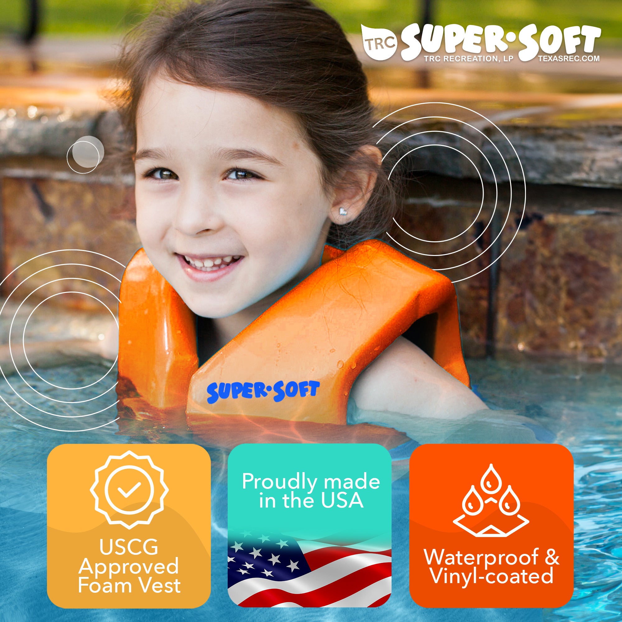 TRC Recreation Super Soft Child Life Jacket Swim Vest, Small,Sunset Orange(Used) - VMInnovations