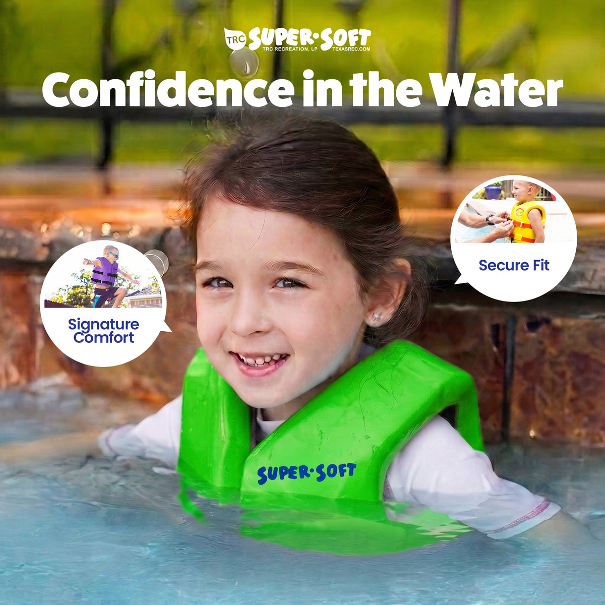 TRC Recreation Super Soft Child Small Pool Life Jacket, Fierce Green (Open Box) - VMInnovations