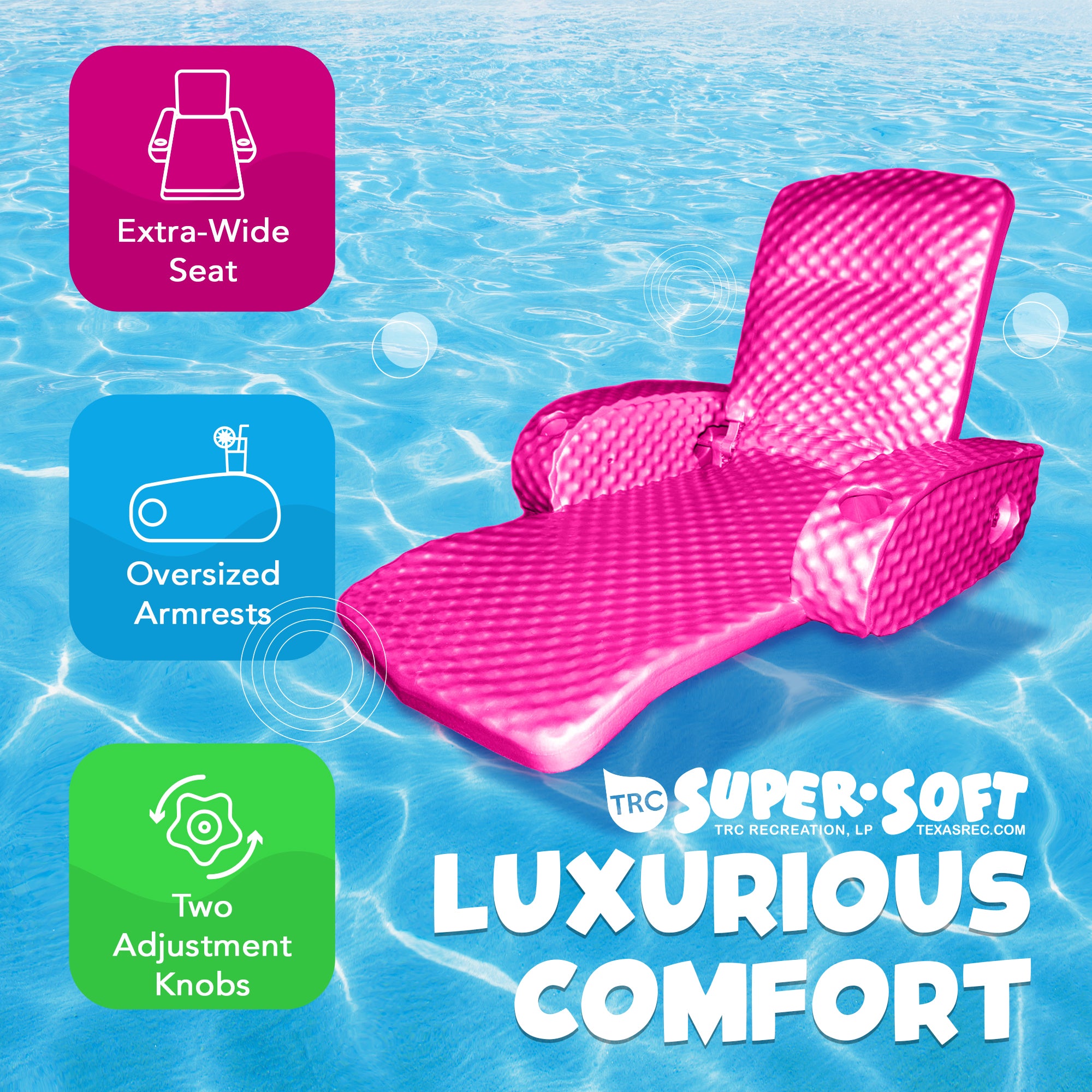 TRC Recreation Soft Adjustable Pool Lounger Recliner Float, Flamingo Pink (Used)