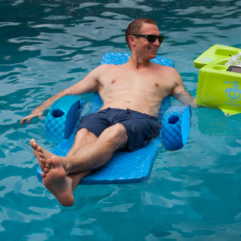 TRC Recreation Folding Baja II Lounger Foam Swimming Pool Float, Marina Blue