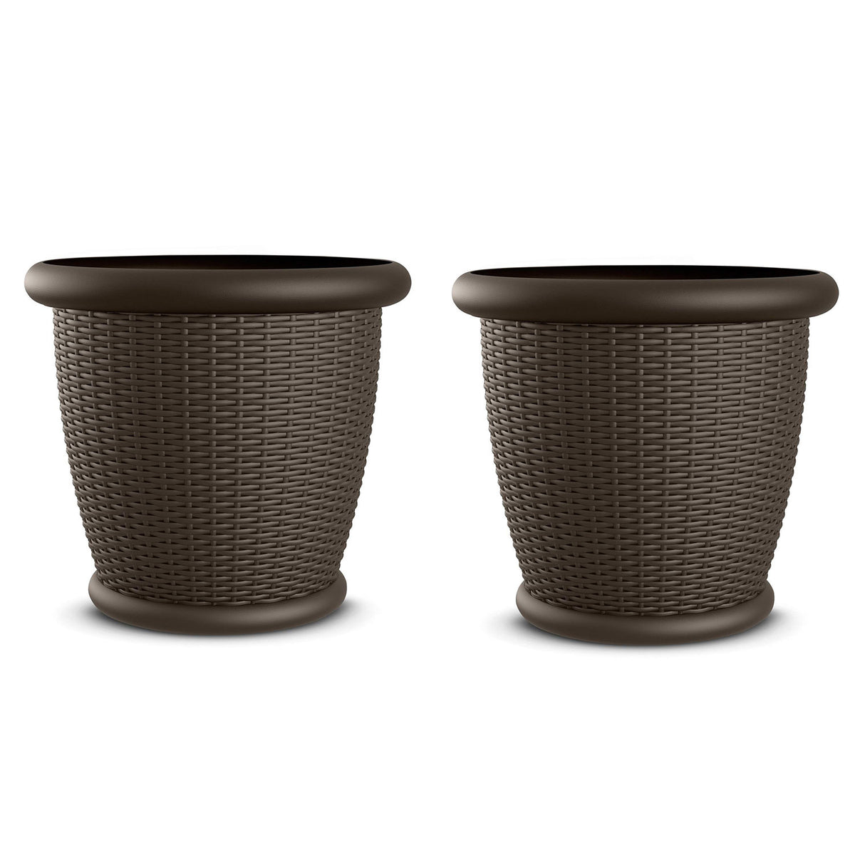 Suncast Willow 22" Diameter Wicker Patio Planter Pot (2 Pack) (Open Box)