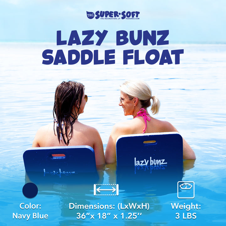 TRC Recreation Lazy Bunz Foam Saddle Swimming Pool Lounger Float, Navy Blue