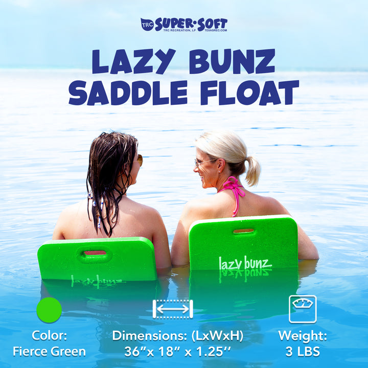 TRC Recreation Lazy Bunz Foam Water Saddle Swimming Pool Float, Fierce Green - VMInnovations