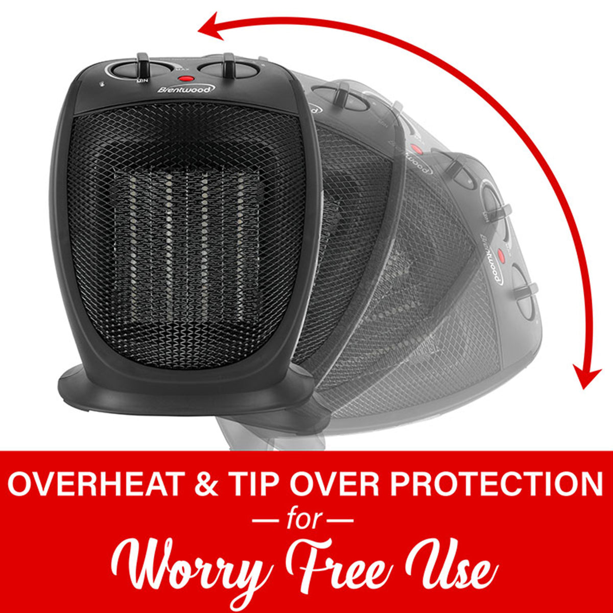 Brentwood H-C1602BK 5000 BTU Adjustable Portable Ceramic Space Heater and Fan