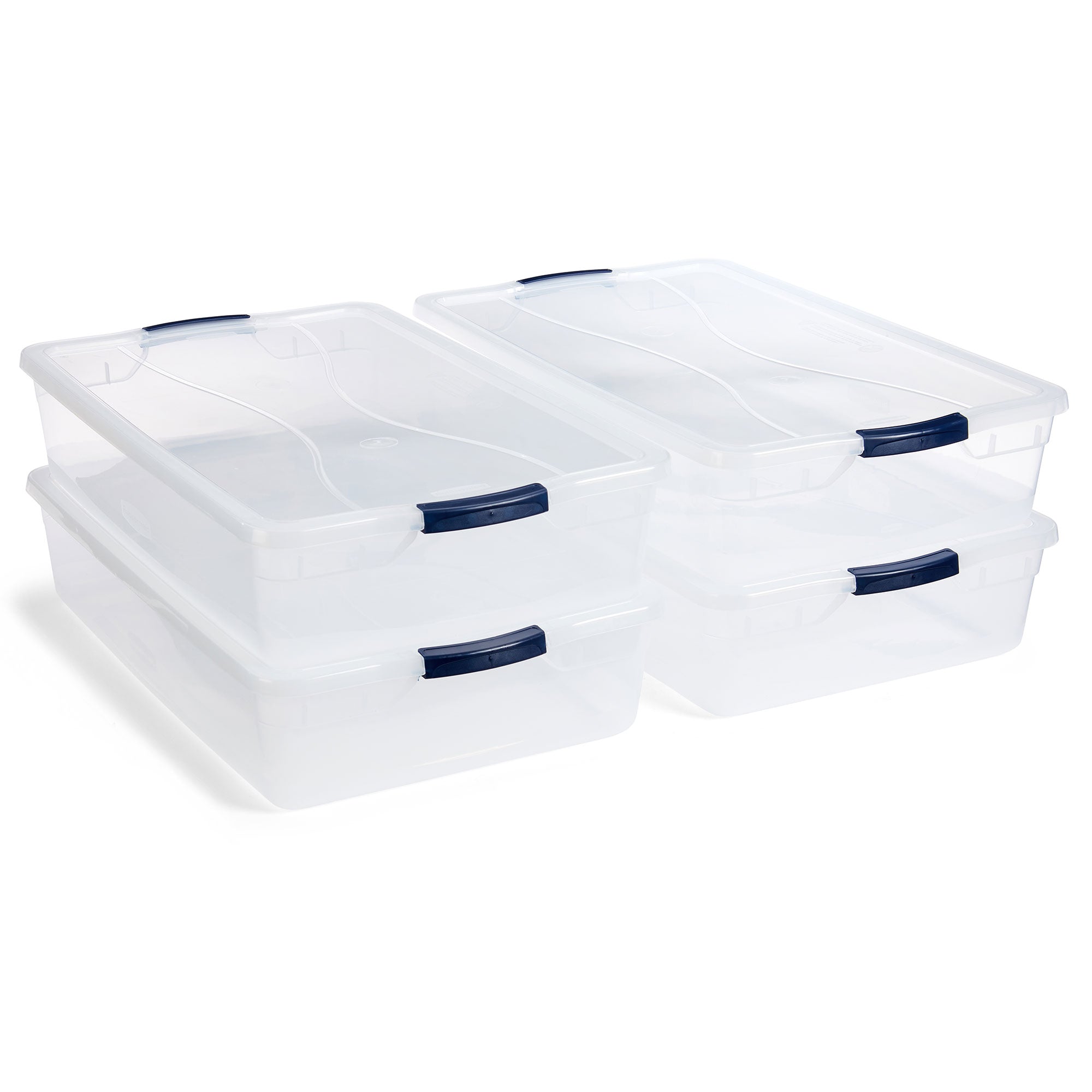 Rubbermaid Cleverstore 42 Quart Latching Stackable Storage Tote, Clear (4 Pack) - VMInnovations