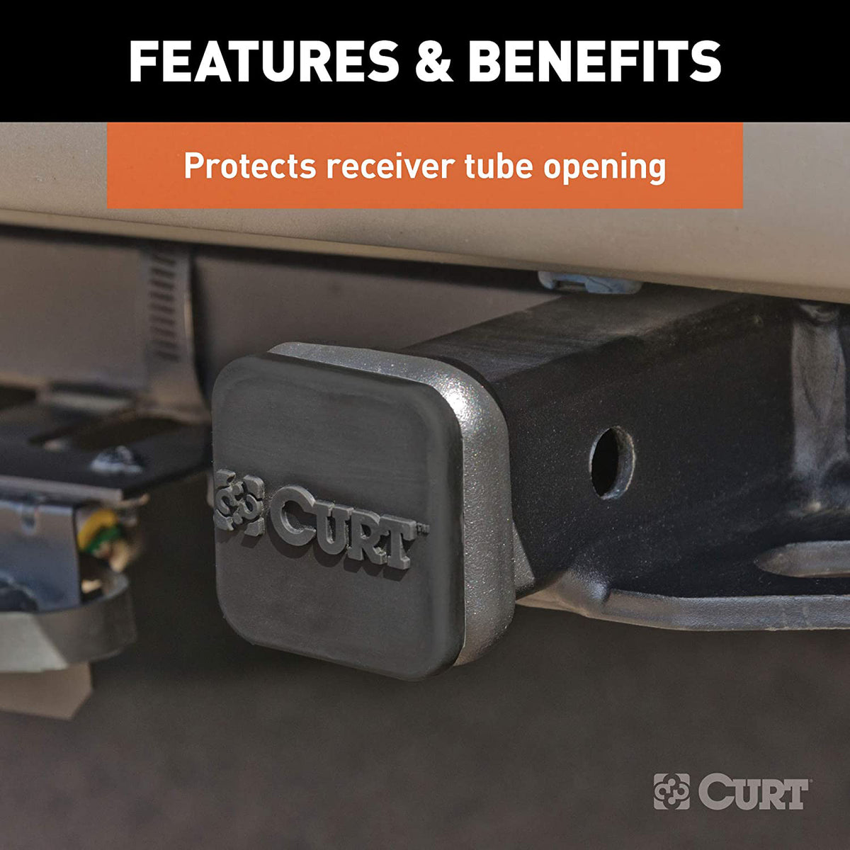 CURT Rubber Trailer Hitch Tube Cover, Fits 1.25 Inch Receiver Tube (Open Box)