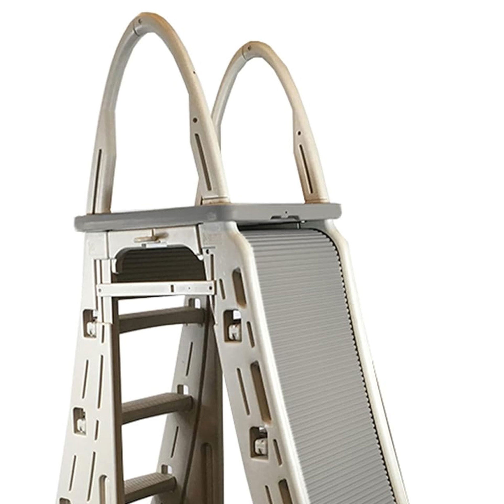 Confer Plastics Roll-Guard 48-56" A-Frame Pool Safety Ladder, Gray (Open Box) - VMInnovations