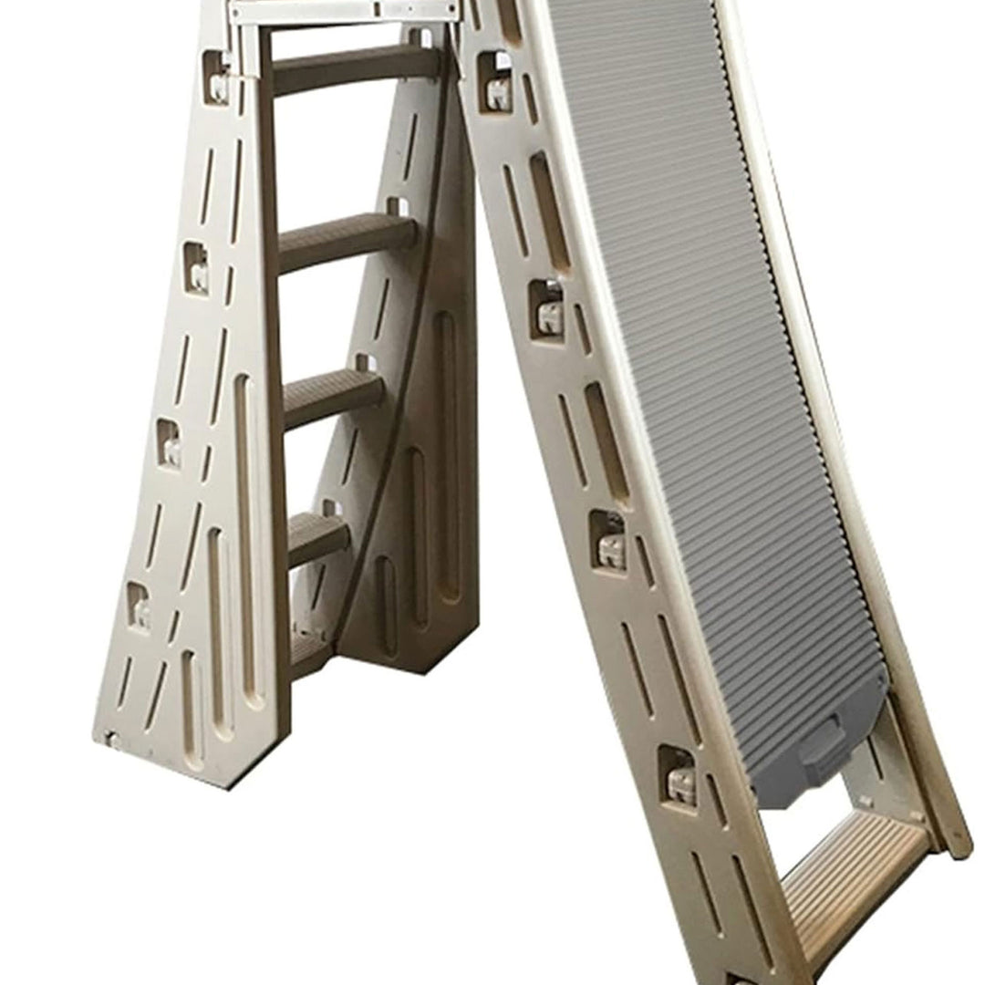 Confer Plastics Roll-Guard Adjustable 48-56" A-Frame Pool Safety Ladder, Gray - VMInnovations