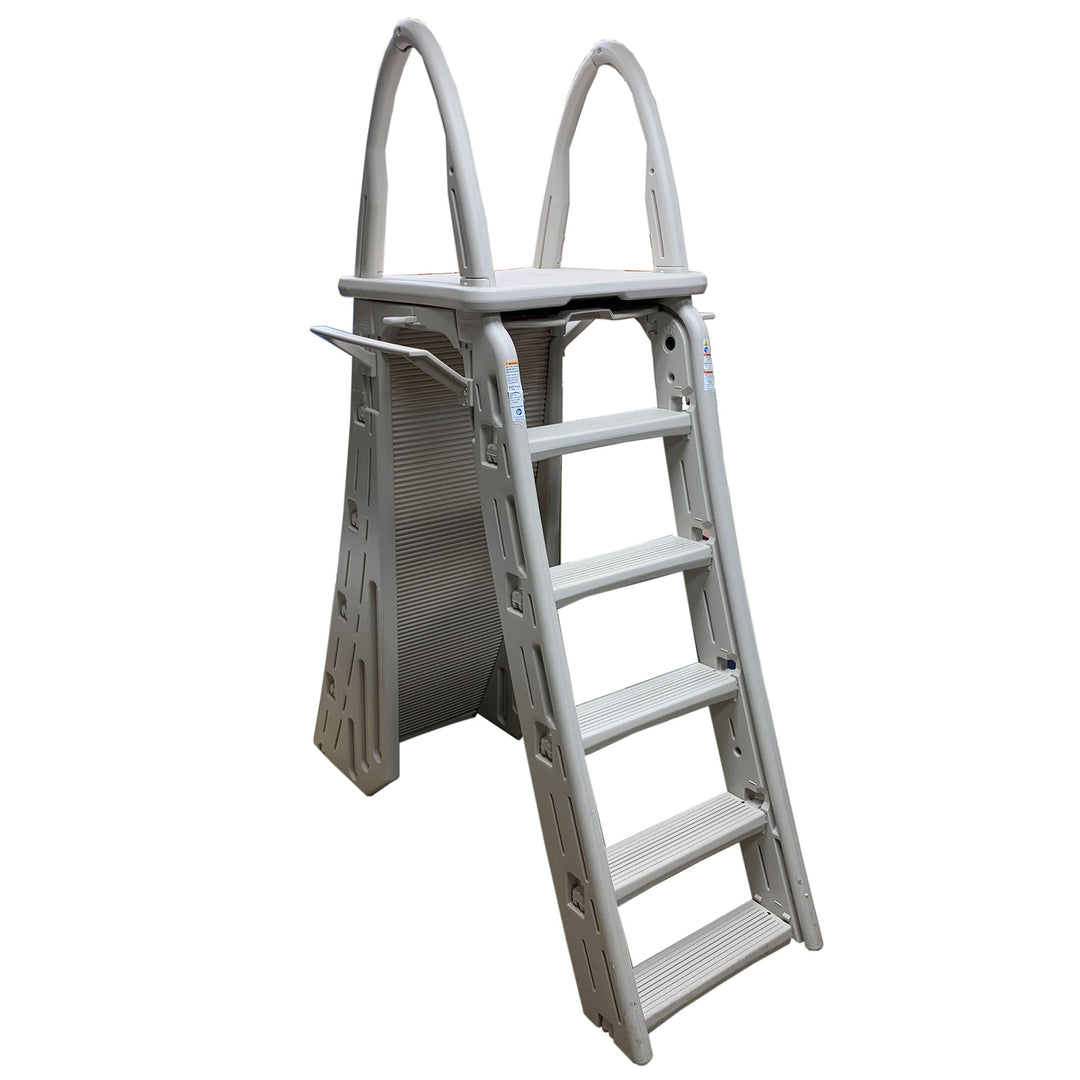 Confer Plastics Roll-Guard Adjustable A-Frame Pool Safety Ladder, Warm Gray - VMInnovations