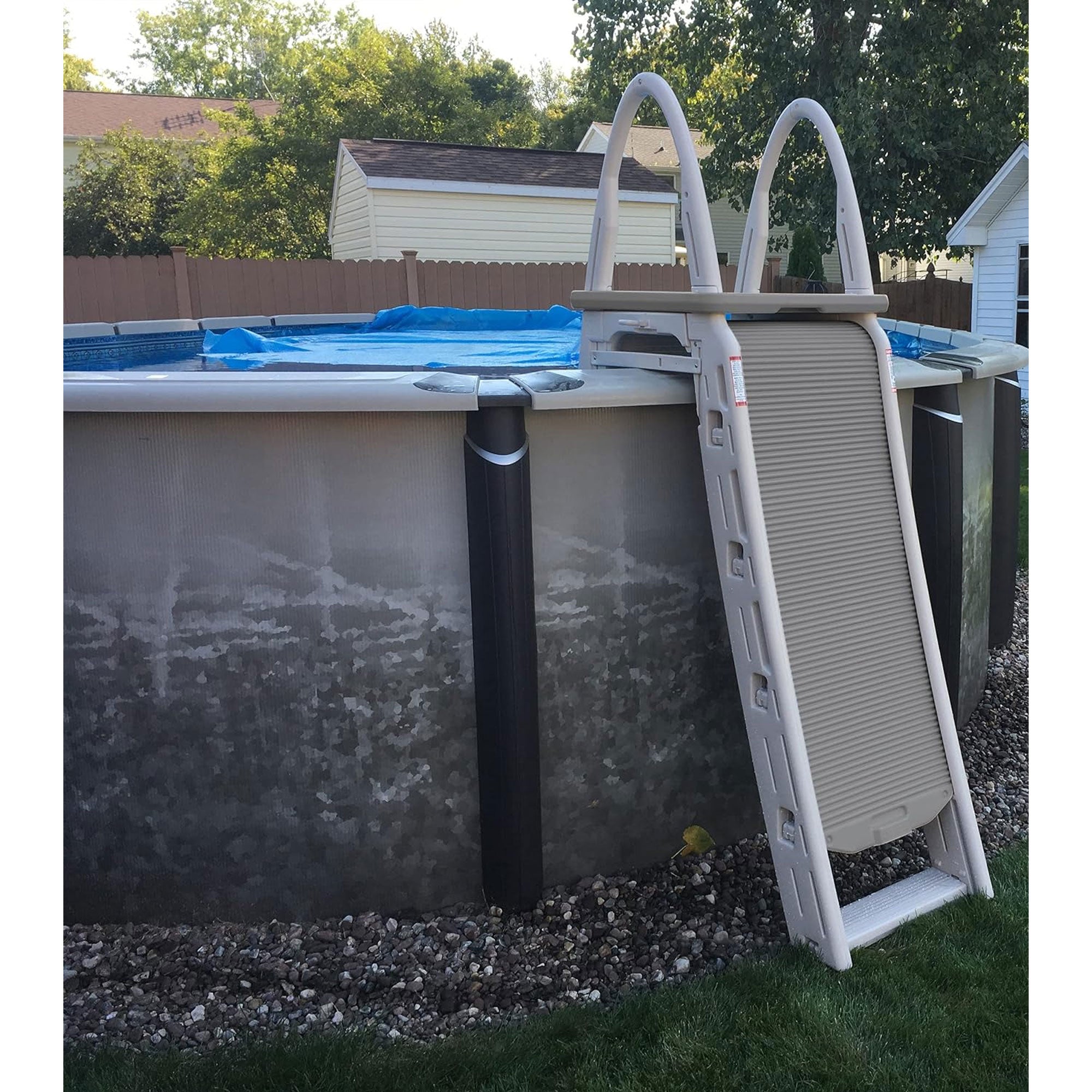 Confer Plastics Roll-Guard 48-56" A-Frame Pool Safety Ladder, Gray (Open Box) - VMInnovations