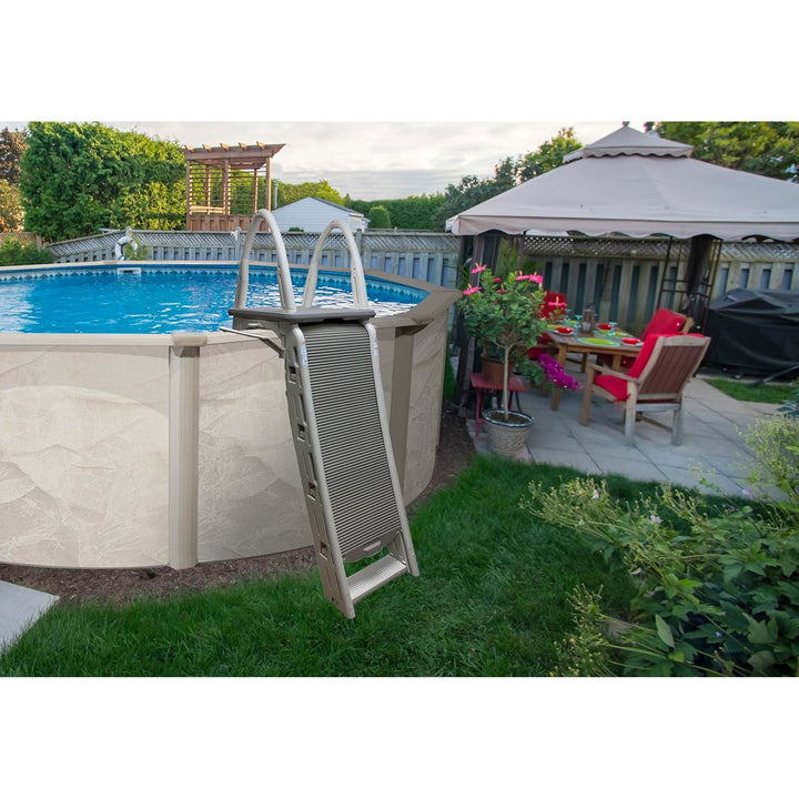 Confer Plastics Roll-Guard Adjustable 48-56" A-Frame Pool Safety Ladder, Gray - VMInnovations
