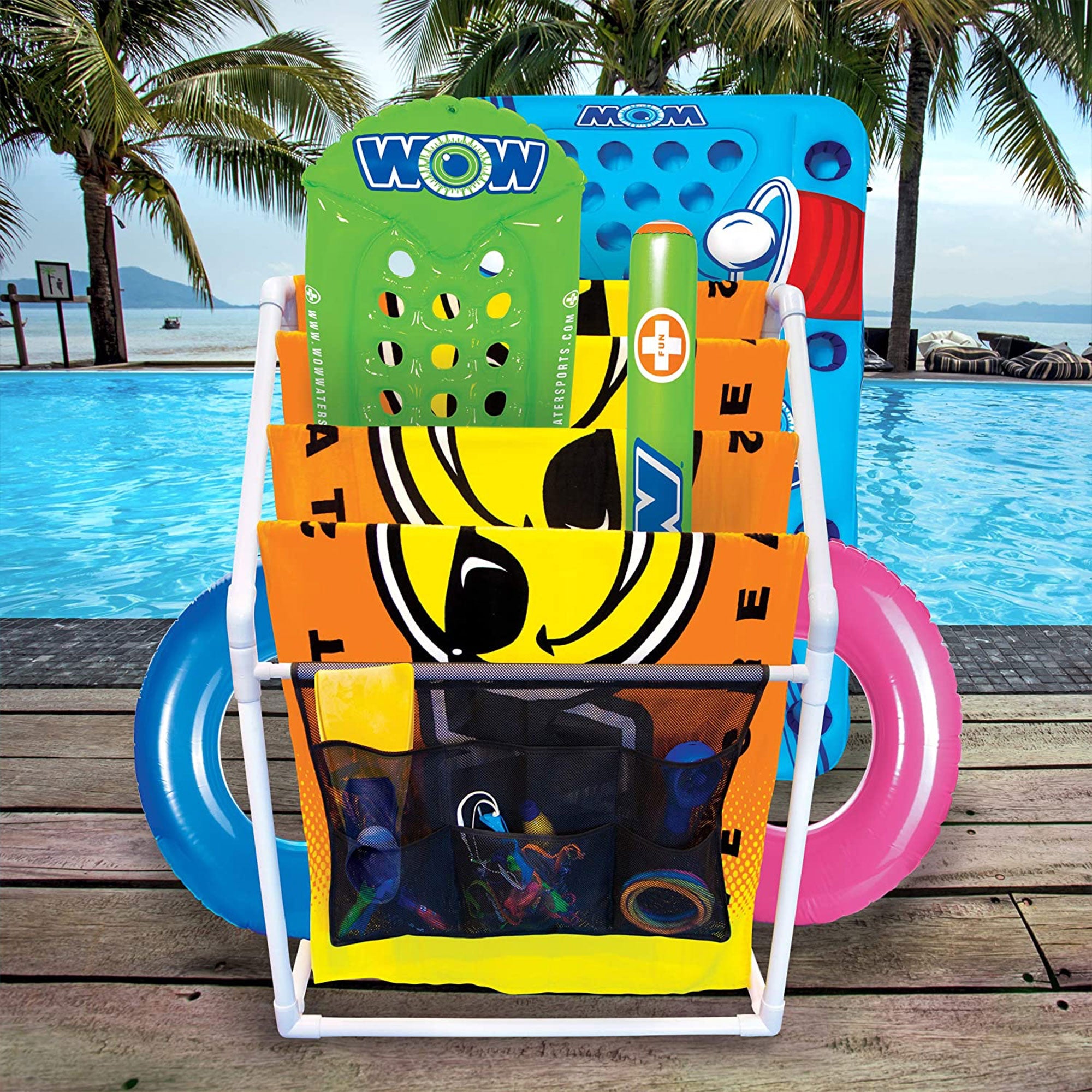 WOW Watersports Freestanding Collapsible Heavy Duty 5 Rail Towel Rack w/ Pocket - VMInnovations
