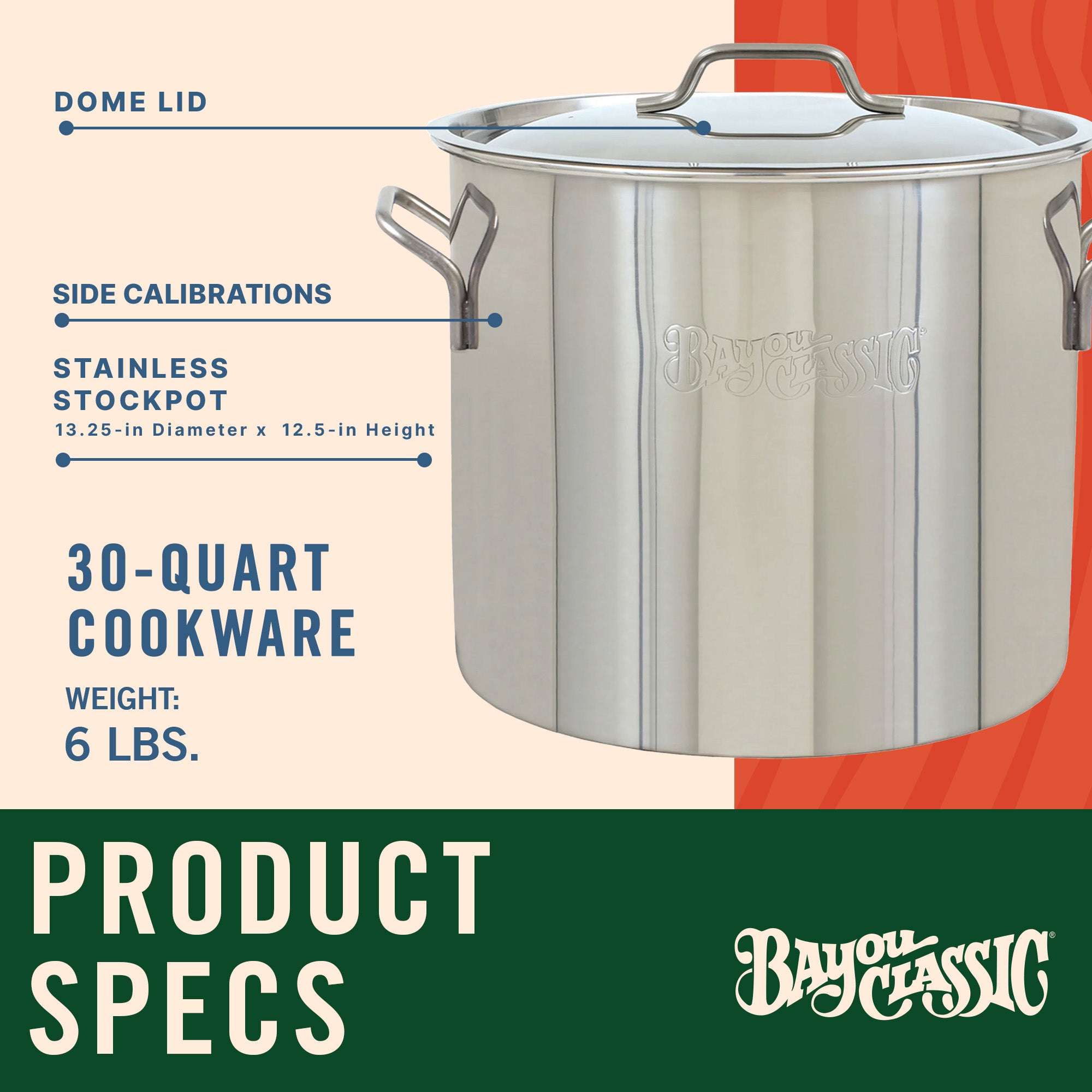 Bayou Classic 30 Qt / 7.5 Gal Stainless Steel Brew Kettle Pot w/ Lid (Open Box)
