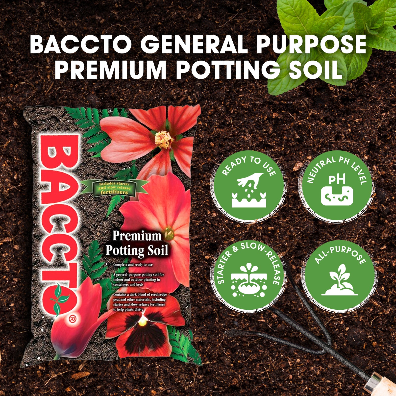 Michigan Peat All Purpose Premium Potting Soil w Perlite Fertilizer, 50 lb - VMInnovations