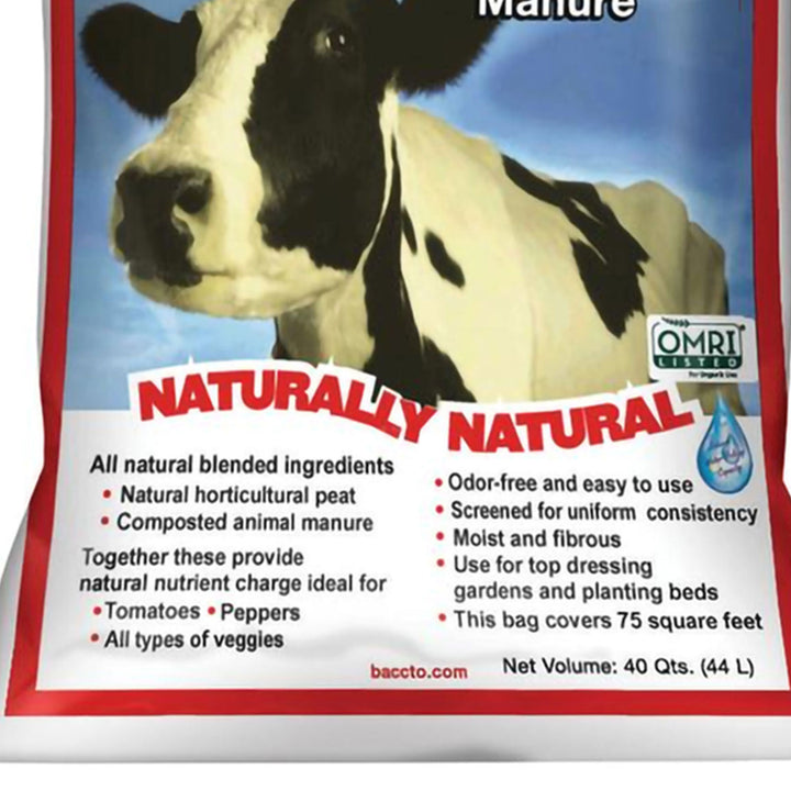 Michigan Peat Baccto Wholly Cow Horticulture Organic & Composted Manure, 40 Qt - VMInnovations