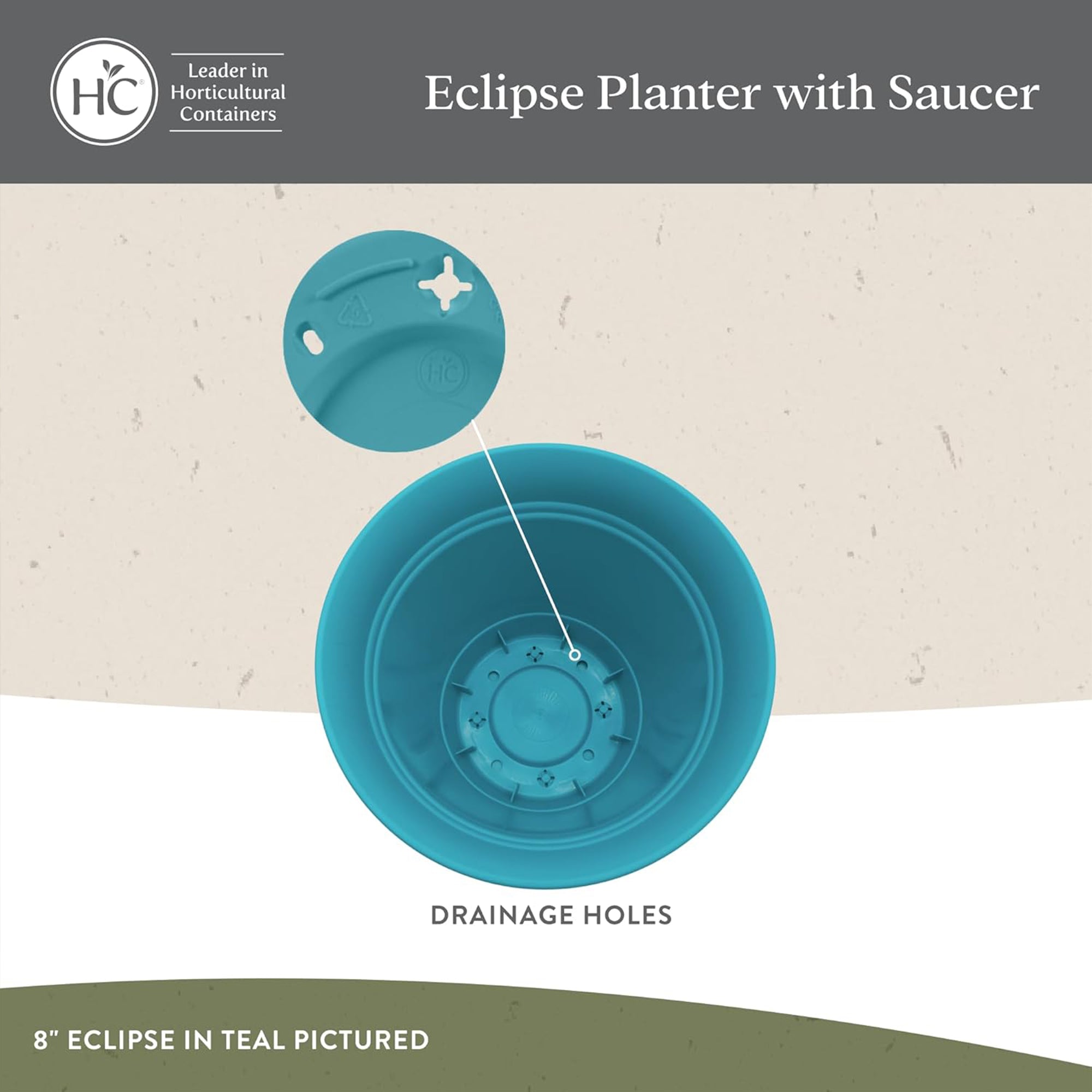 HC Companies ECA08000 8 Inch Eclipse Planter w/ Attached Saucer, (Open Box)
