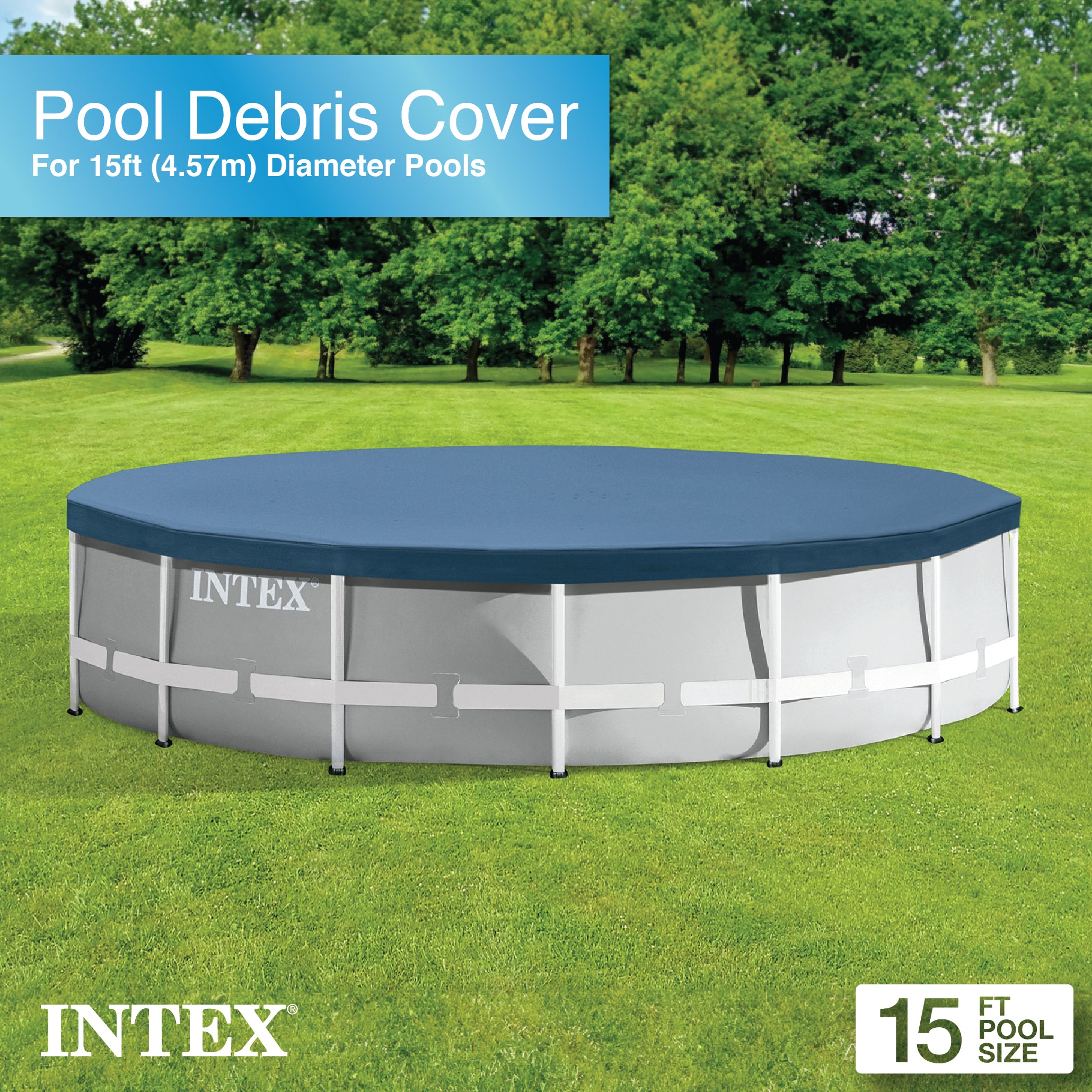 Intex 15' Round Frame Above Ground Pool Debris Cover w/ Drain Holes (Used) - VMInnovations