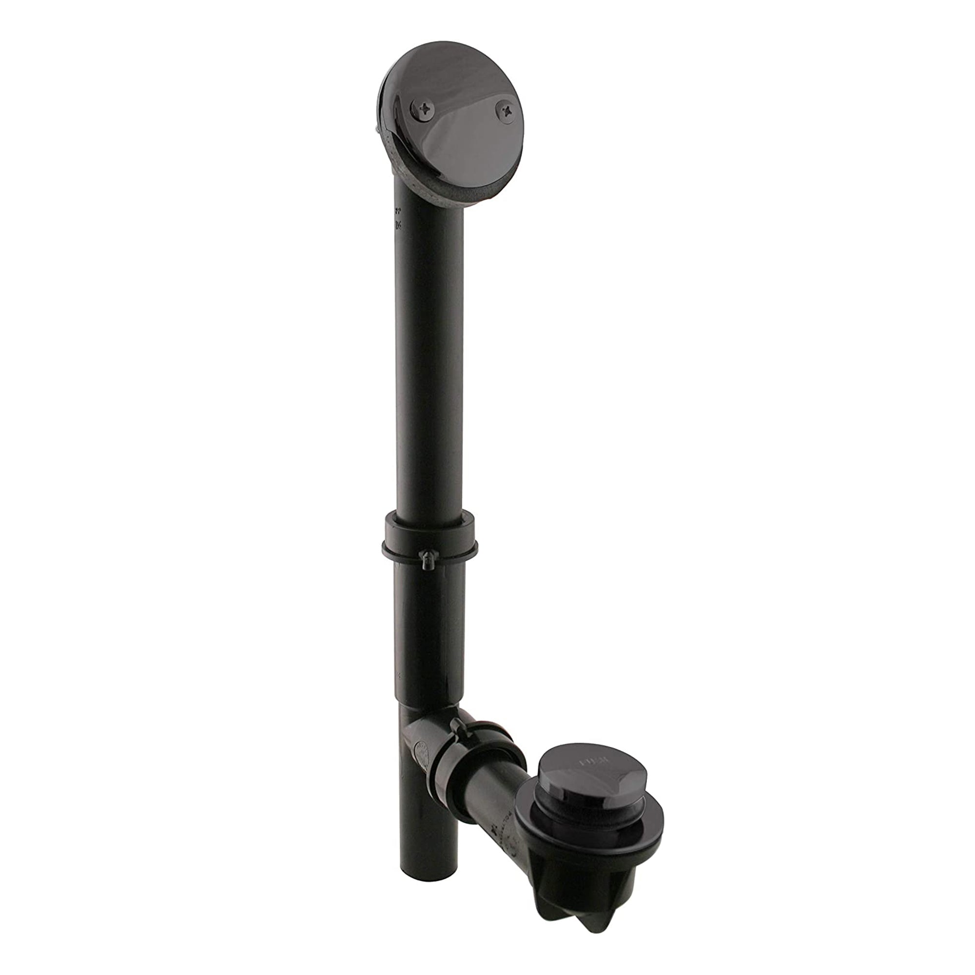 Westbrass 593144 Tubular Polymer Metal Waste Overflow Tiptoe Bath Drain, Black