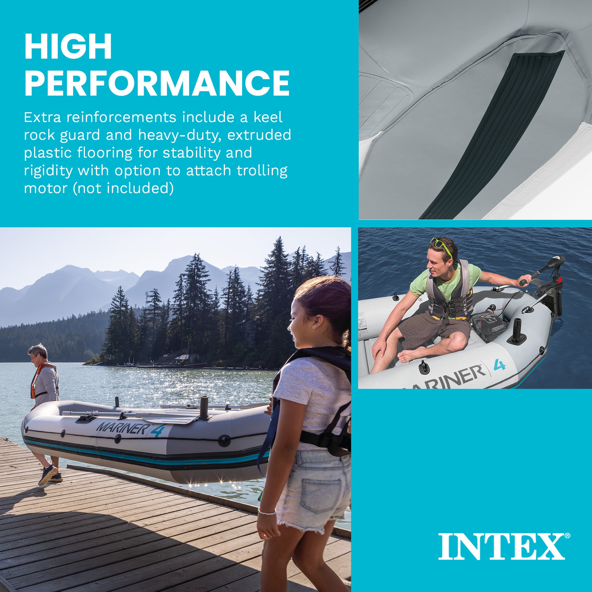 Intex Mariner 4-Person Inflatable River Dinghy Boat w/Pump and Oars(Open Box)