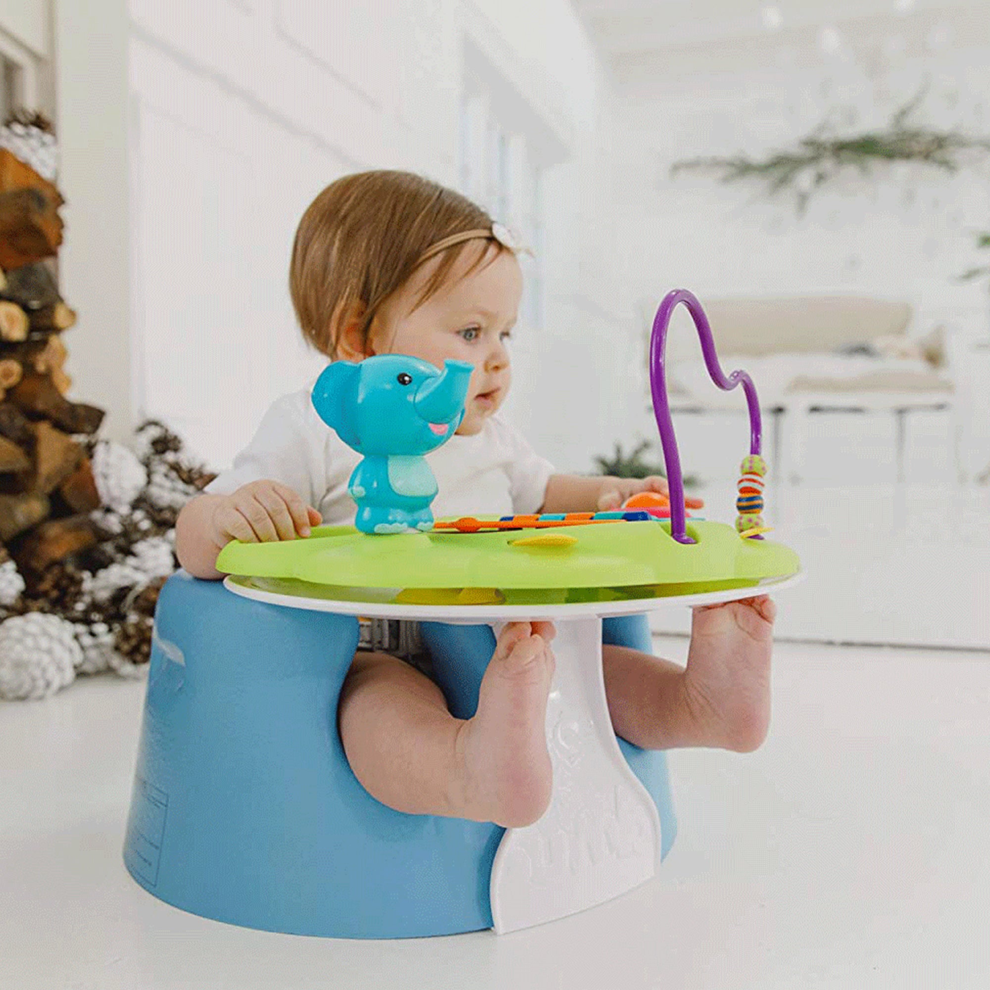 Bumbo Baby Soft Foam Wide Floor Seat w/3 Point Adjustable Harness, 2 Pack, Blue - VMInnovations