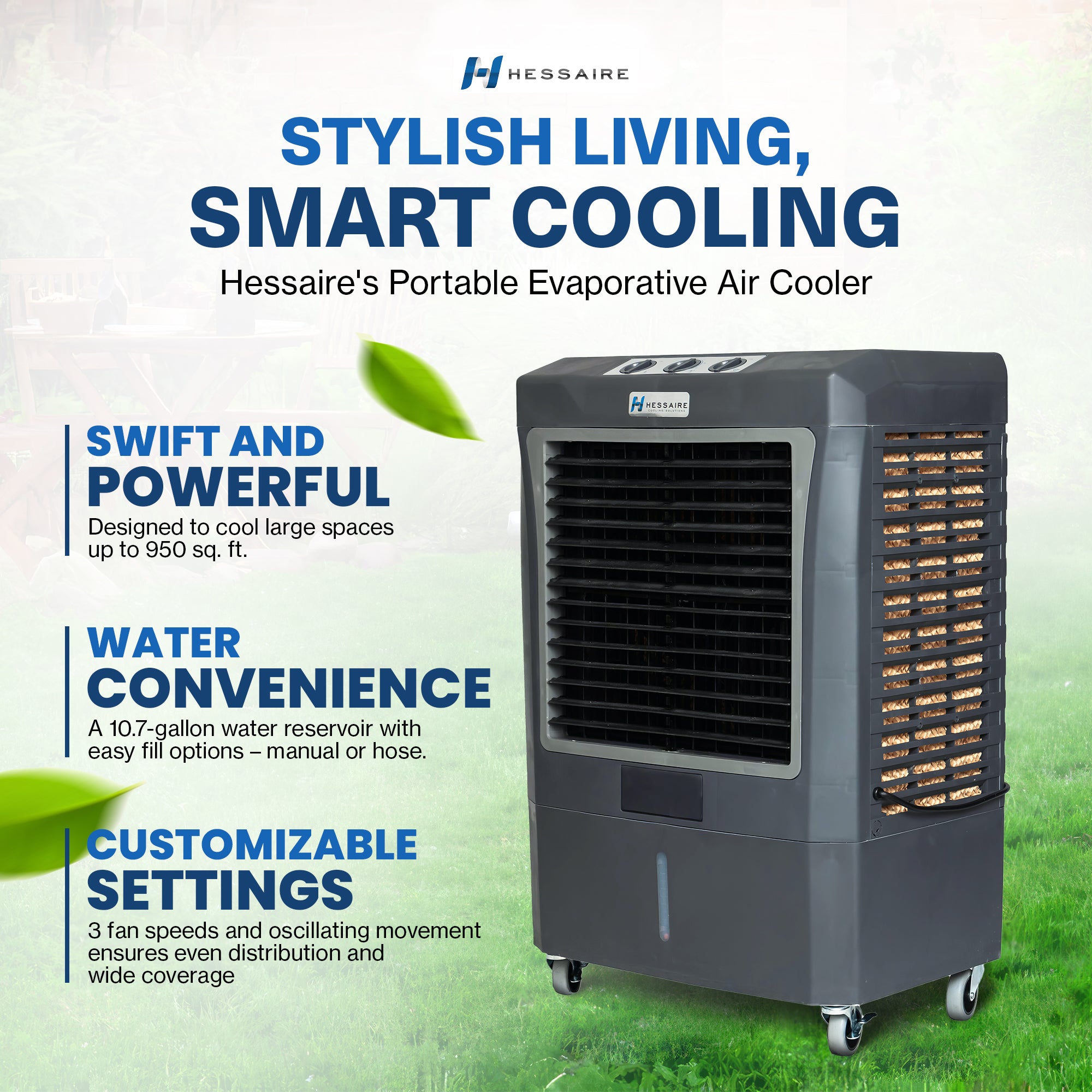 Hessaire Portable 950 Sq. Ft. Evaporative Cooler Humidifier for Outdoor Use Only - VMInnovations