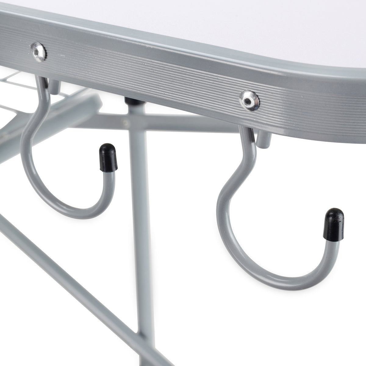 Camco Deluxe Folding Outdoor Steel Grill Table with Side Tables, Hooks, and Case