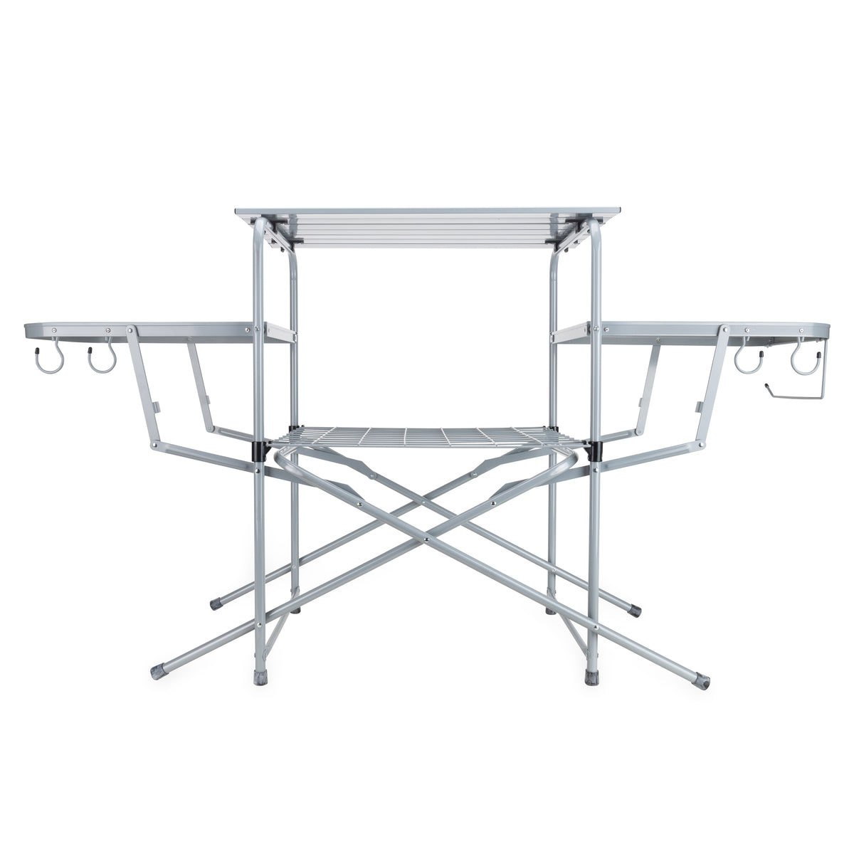 Camco Deluxe Folding Steel Grill Table with Side Tables, Hooks, Case (Open Box) - VMInnovations