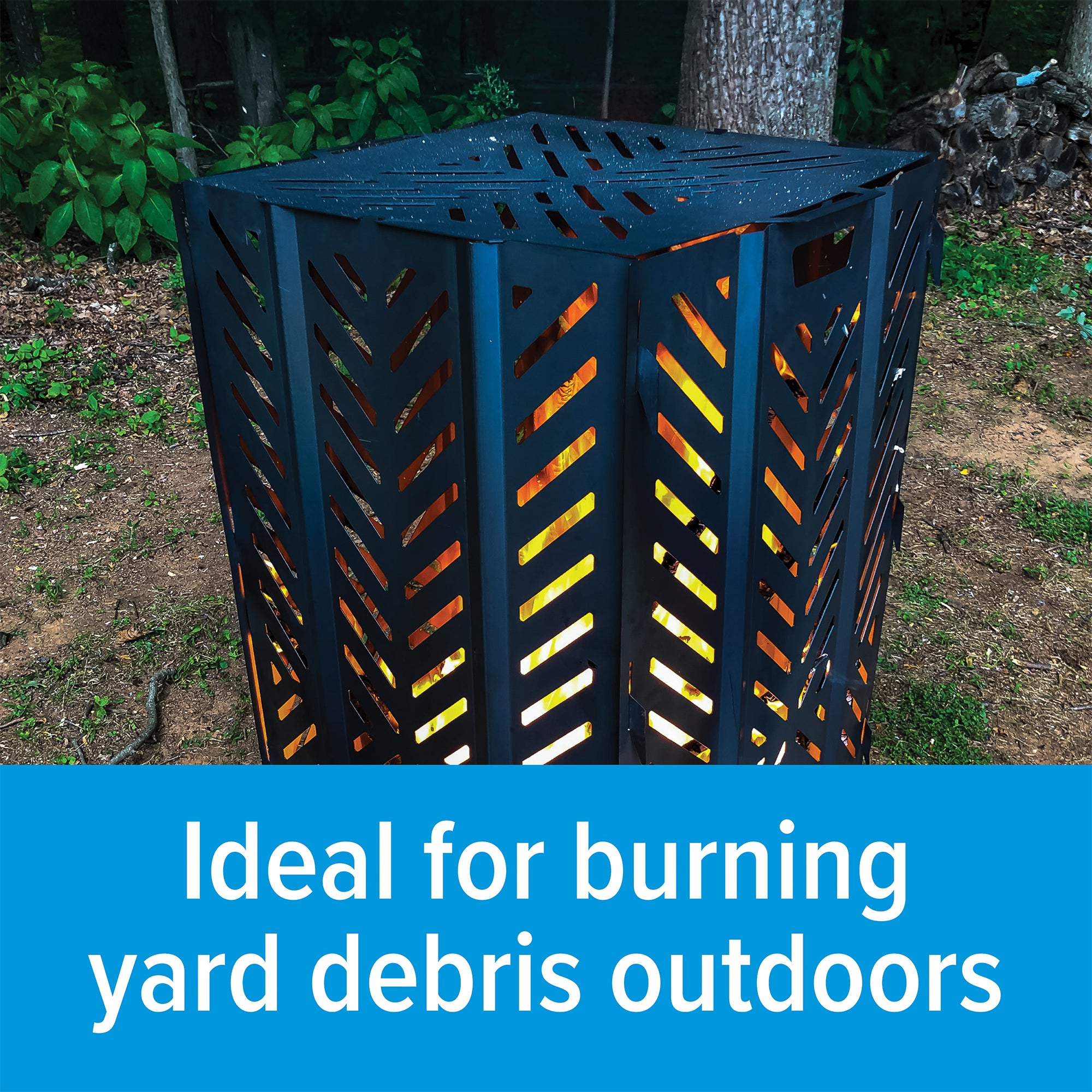 Camco 51250 Outdoor Yard Debris Burn Bin Incinerator with Lid, Large, 45 Inch