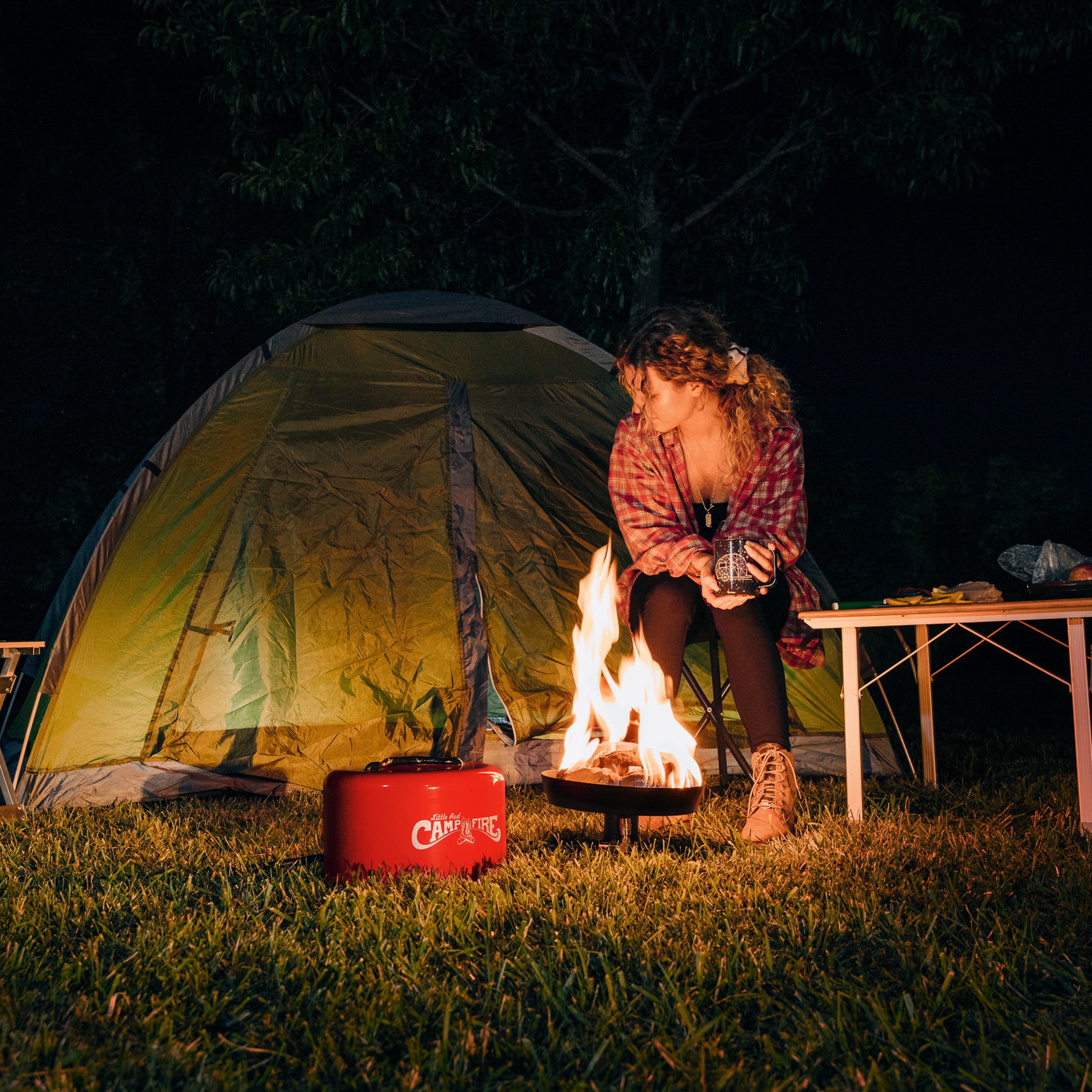 Camco Little Red Outdoor Portable Tabletop Propane Heater Fire Pit 11.25 Inch - VMInnovations