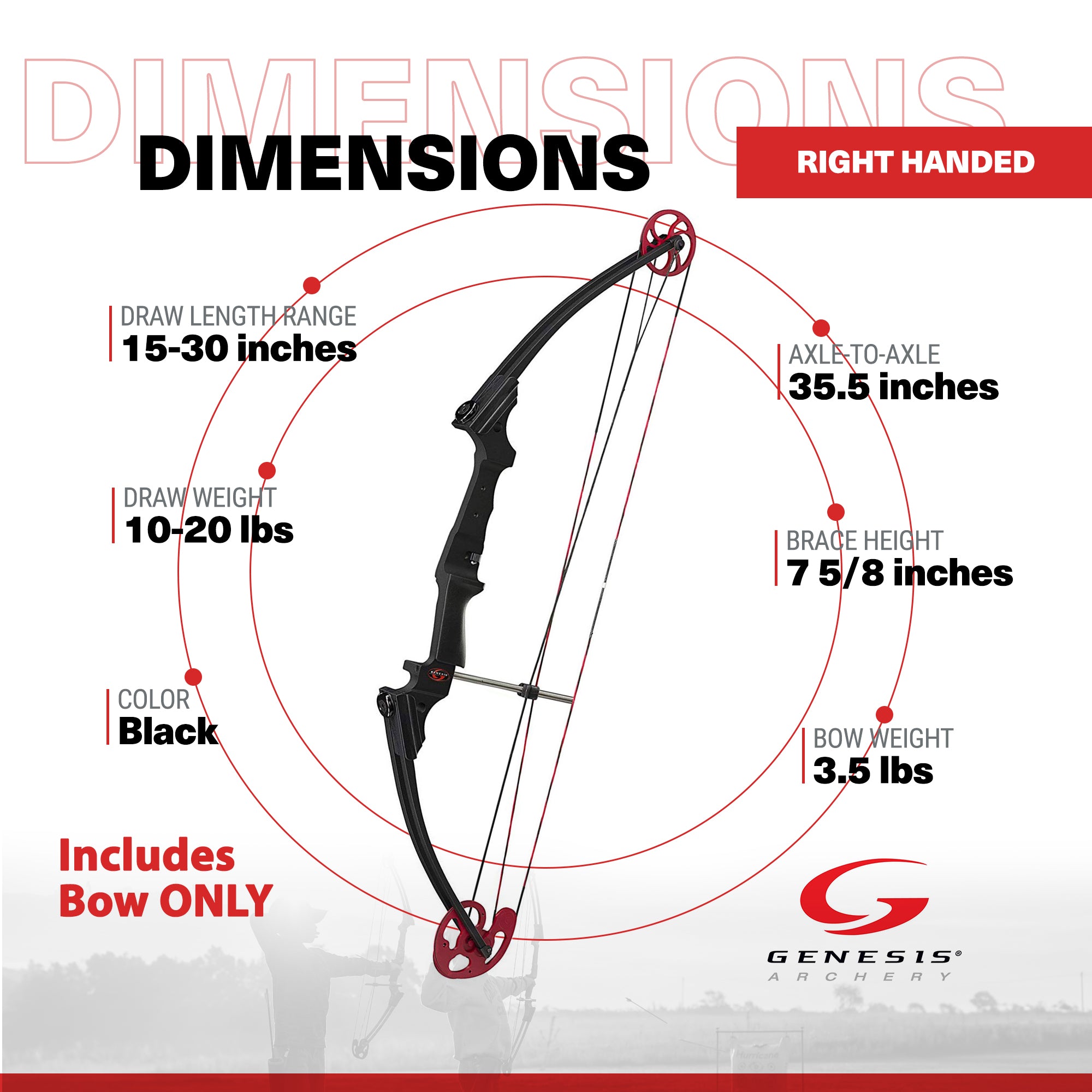 Genesis Archery Original Adjustable Right Handed Compound Bow, Black (4 Pack)