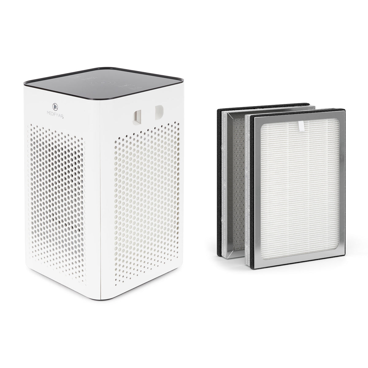 Medify Air Table Top Air Purifier, White and HEPA Replacement Filters (2 Pack)