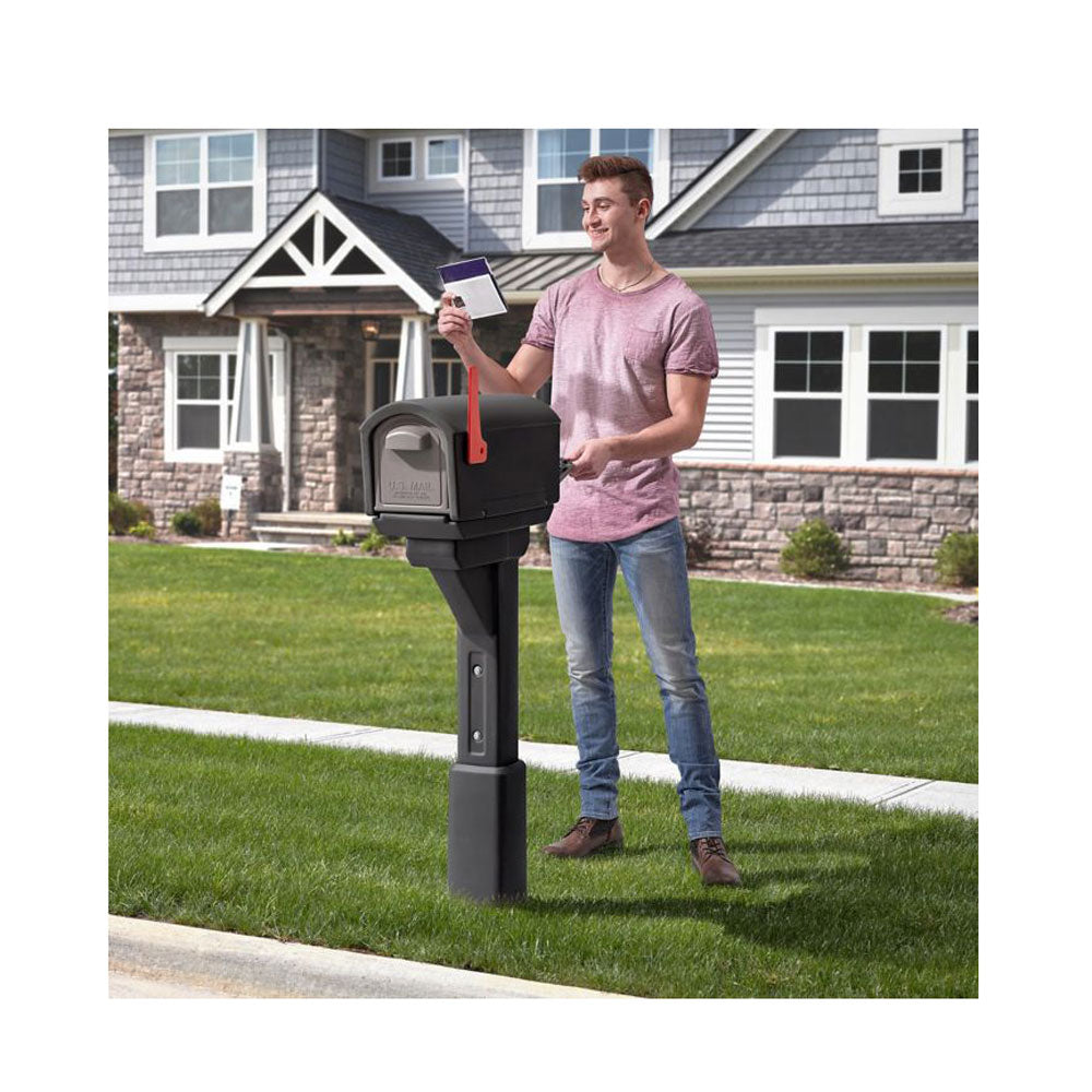 Step2 MailMaster Express Plastic Post Mount Modern Mailbox, Black (Open Box)
