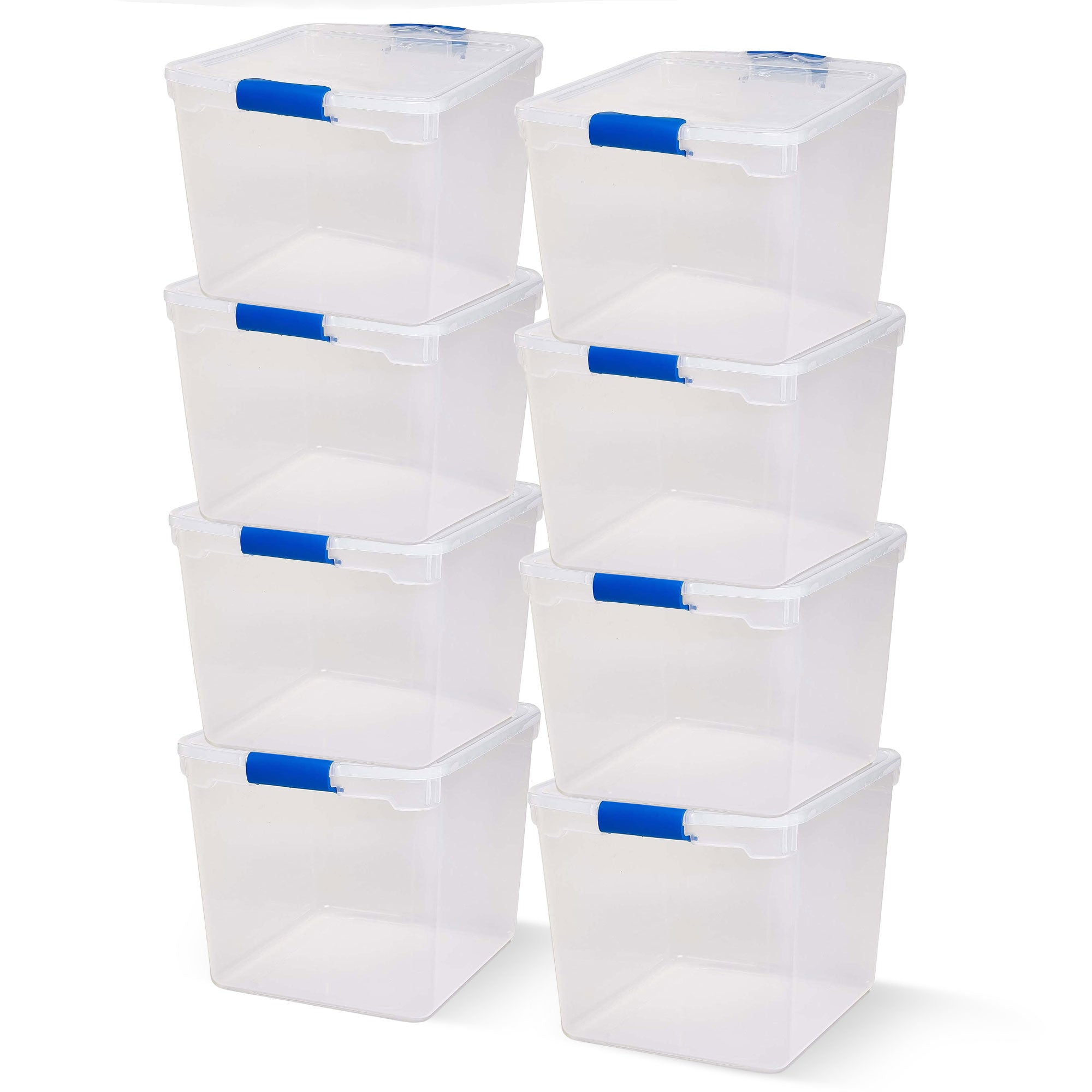 Homz 31 Quart Heavy Duty Modular Stackable Storage Containers, Clear, 8 Pack - VMInnovations
