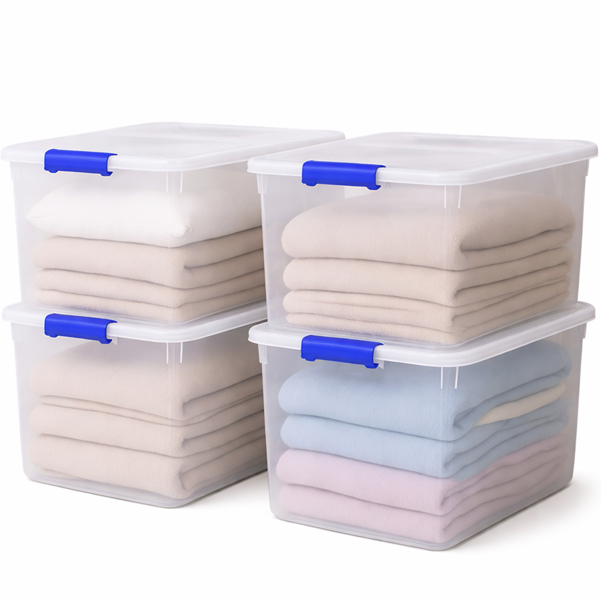Homz 112 Quart Heavy Duty Modular Stackable Storage Containers, Clear, 4 Pack - VMInnovations