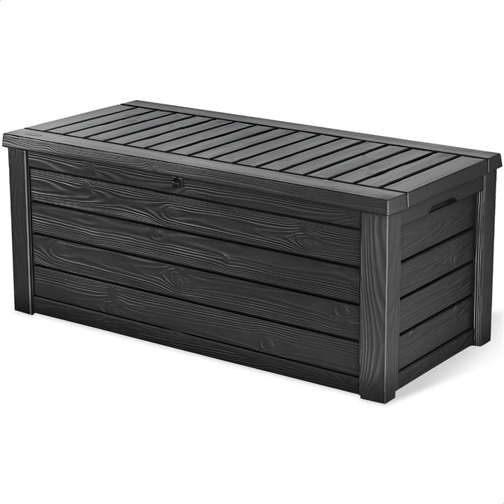 Keter Westwood 150 Gallon Plastic Outdoor Furniture Storage Deck Box, Dark Gray - VMInnovations